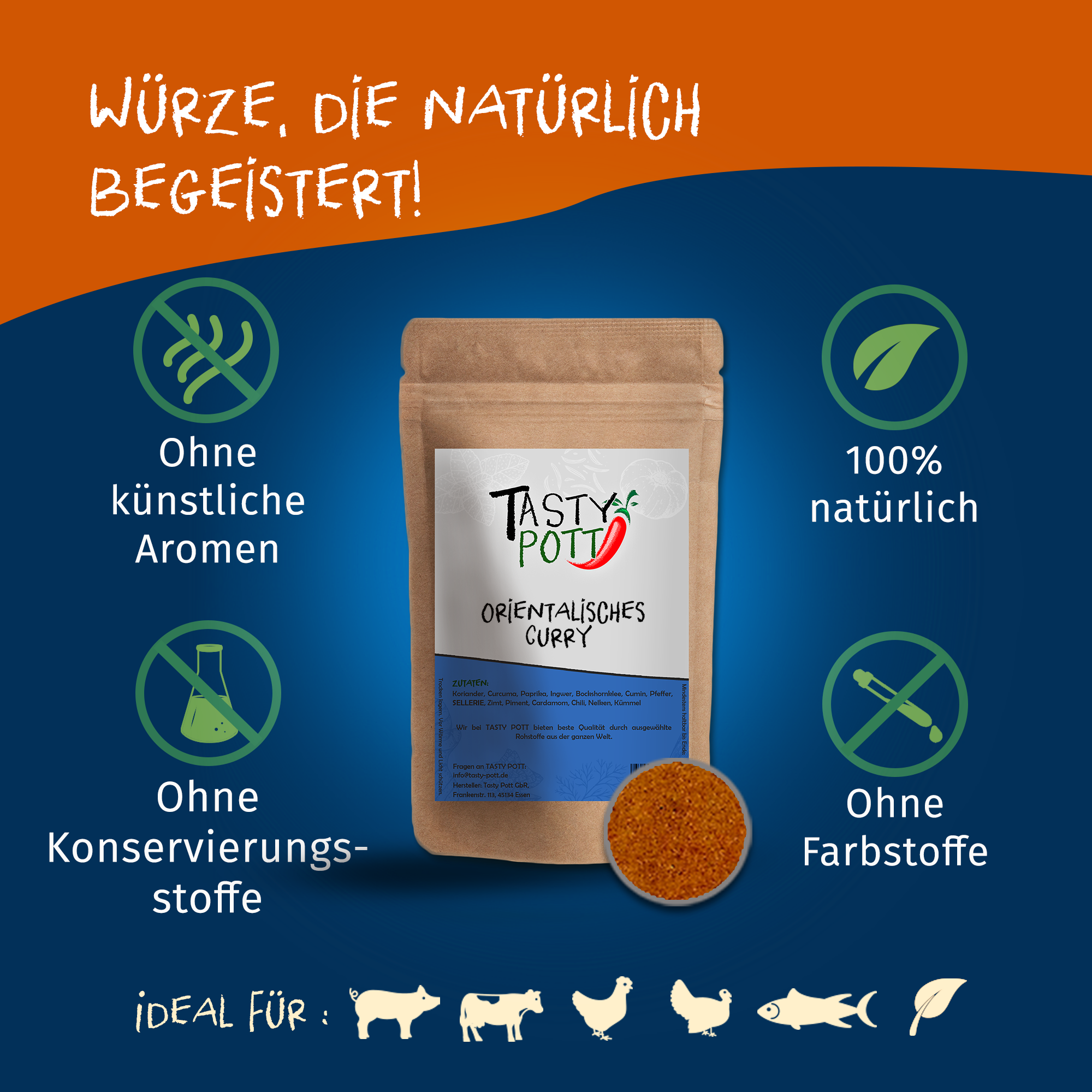 Orientalisches Curry -  Currymischung - 75g Dose von Tasty Pott