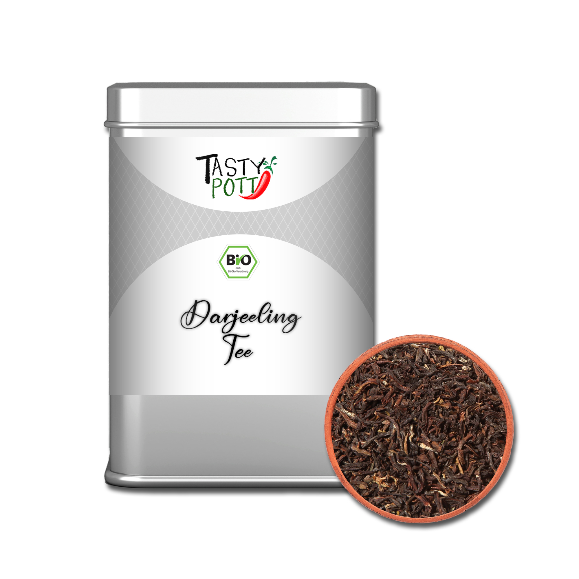 Darjeeling Tee - Schwarztee - Bio Qualität aus Indien - 50g Dose von Tasty Pott Darjeeling Tee - Schwarztee - Bio Qualität aus Indien - 50g Dose von Tasty Pott