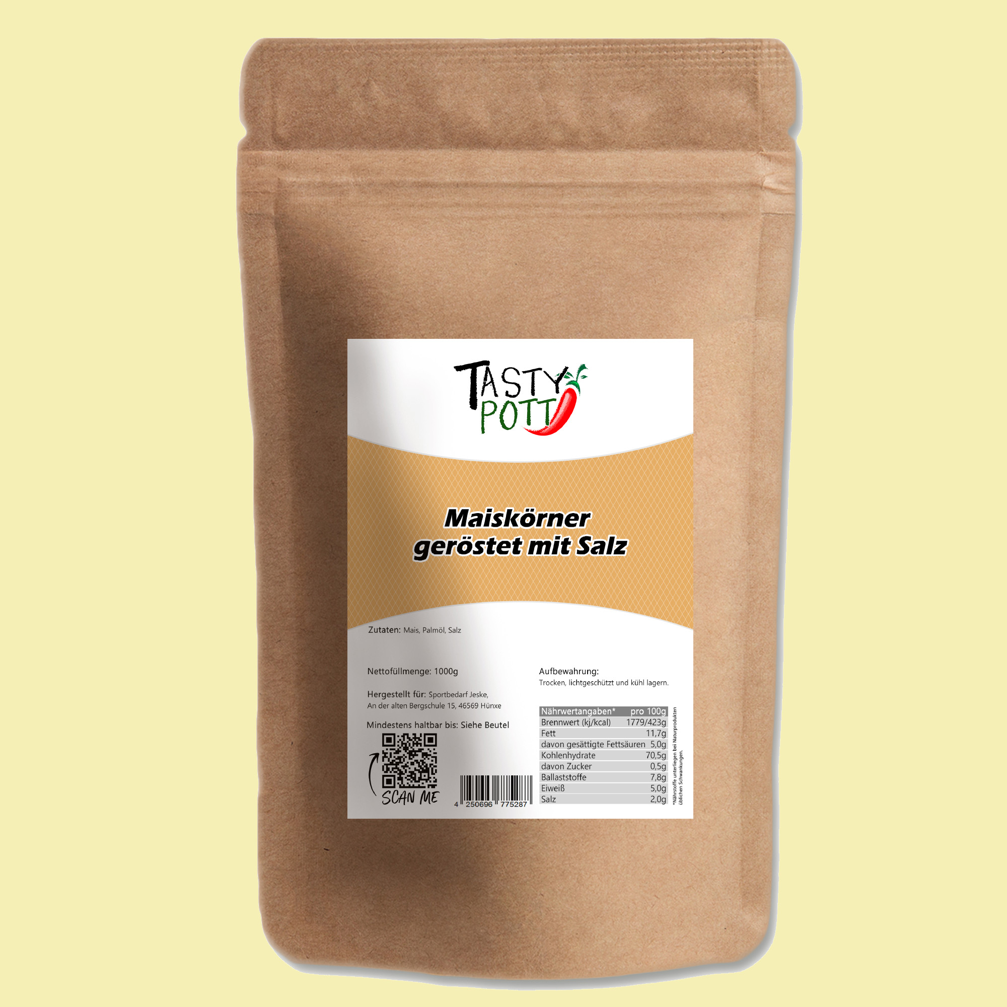 Maiskörner geröstet & gesalzen | Geröstete Maiskörner | 1 kg Tasty Pott