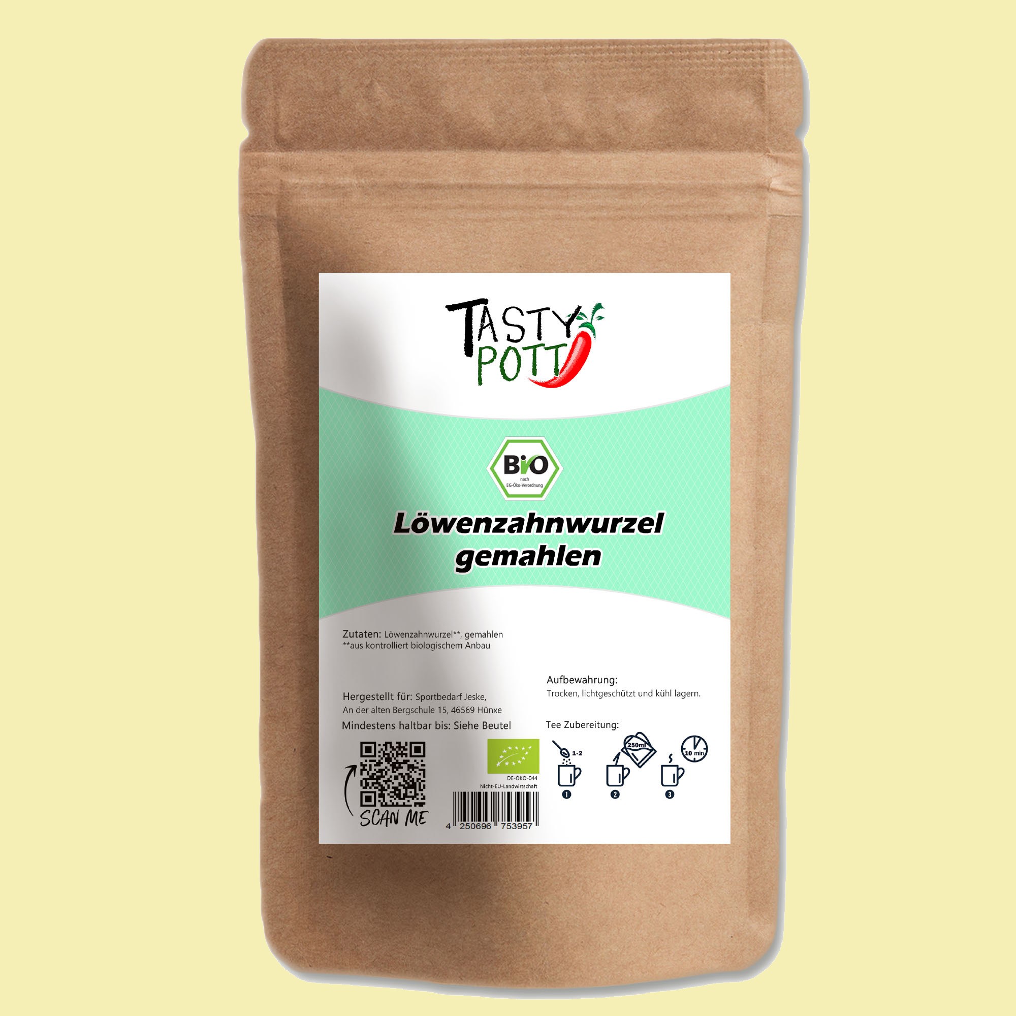 Tasty Pott Bio Löwenzahnwurzel gemahlen 200g Beutel