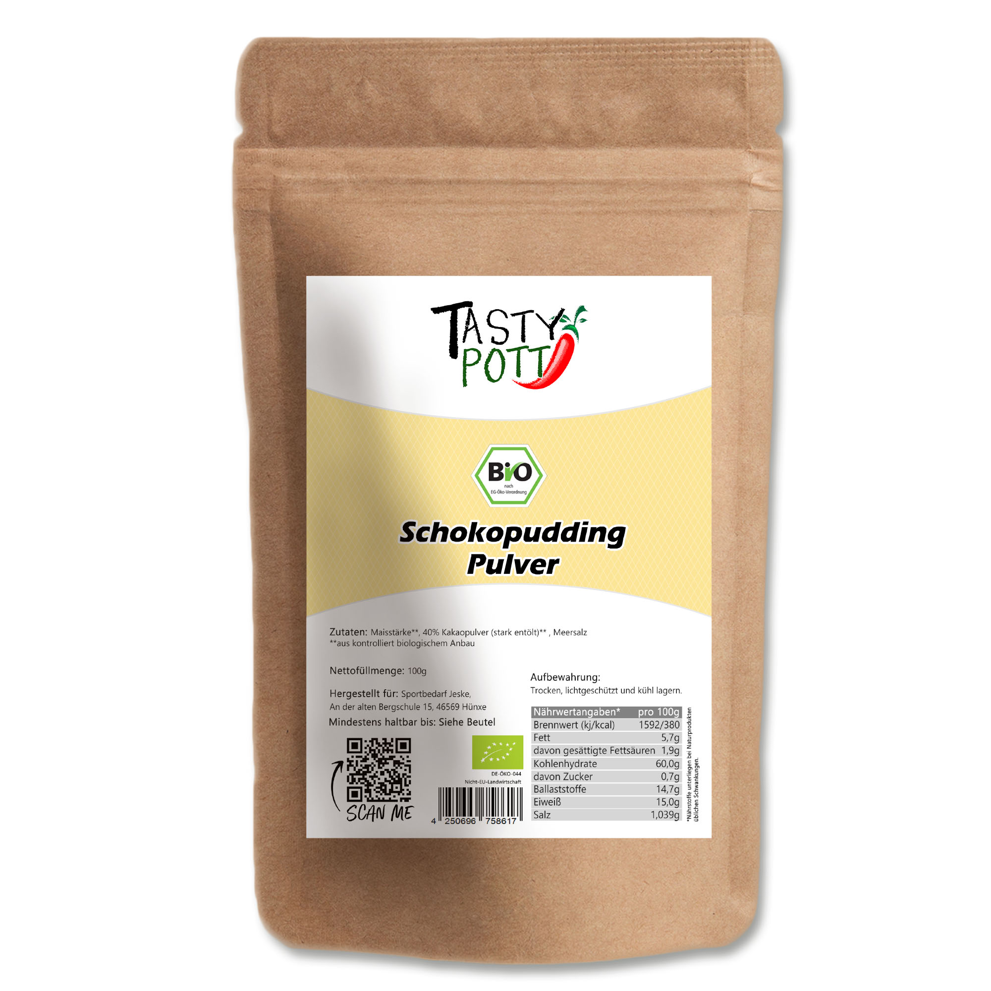 Bio Schoko Pudding Pulver - Pudding-Pulver Schoko | 100g Tasty Pott   Bio Schoko Pudding Pulver - Pudding-Pulver Schoko | 100g Tasty Pott