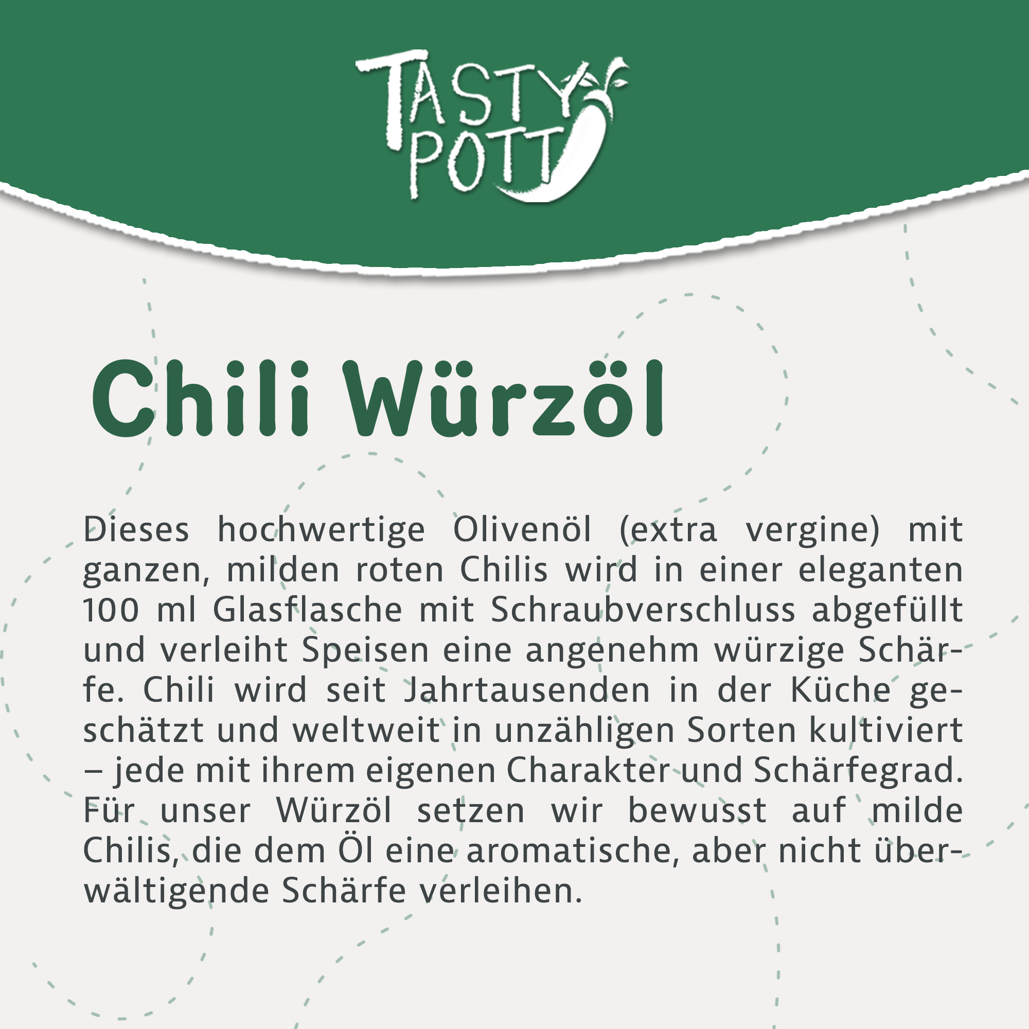 Tasty Pott Chili Würzöl 100ml Flasche