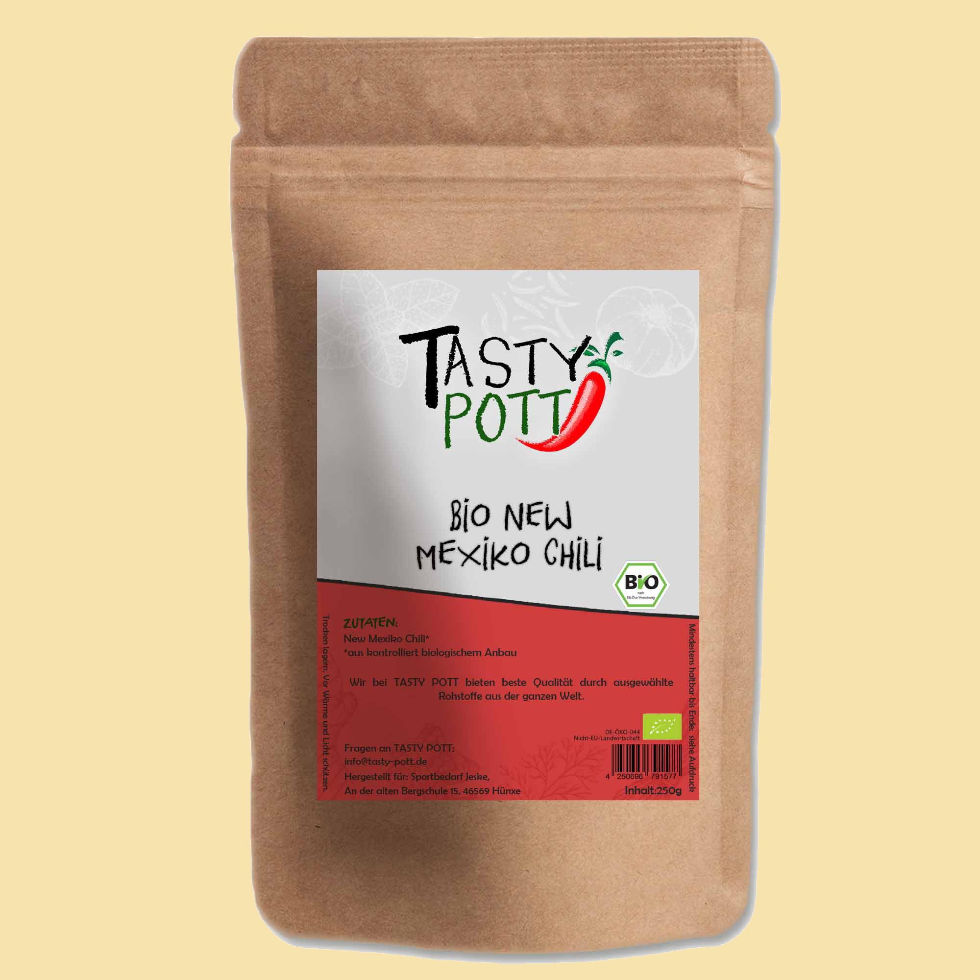 Tasty Pott Bio New Mexiko Chili Pulver Nachfüllbeutel 30g Tasty Pott Bio New Mexiko Chili Pulver Nachfüllbeutel 30g