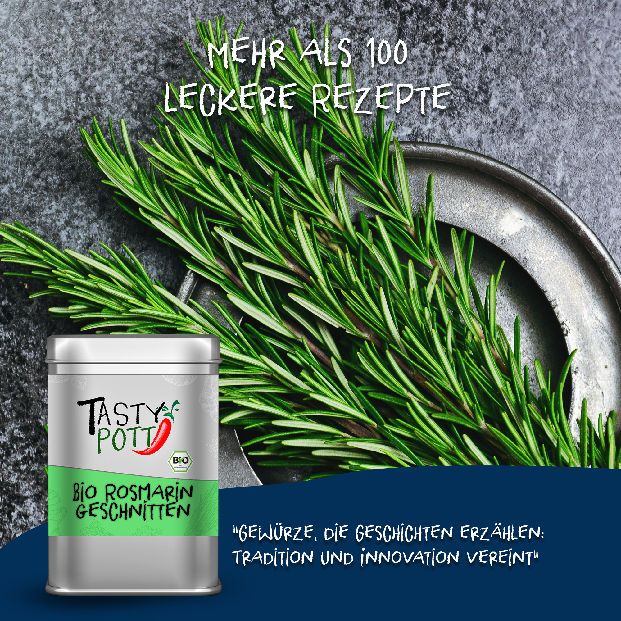 Bio Rosmarin geschnitten 70g Dose von Tasty Pott