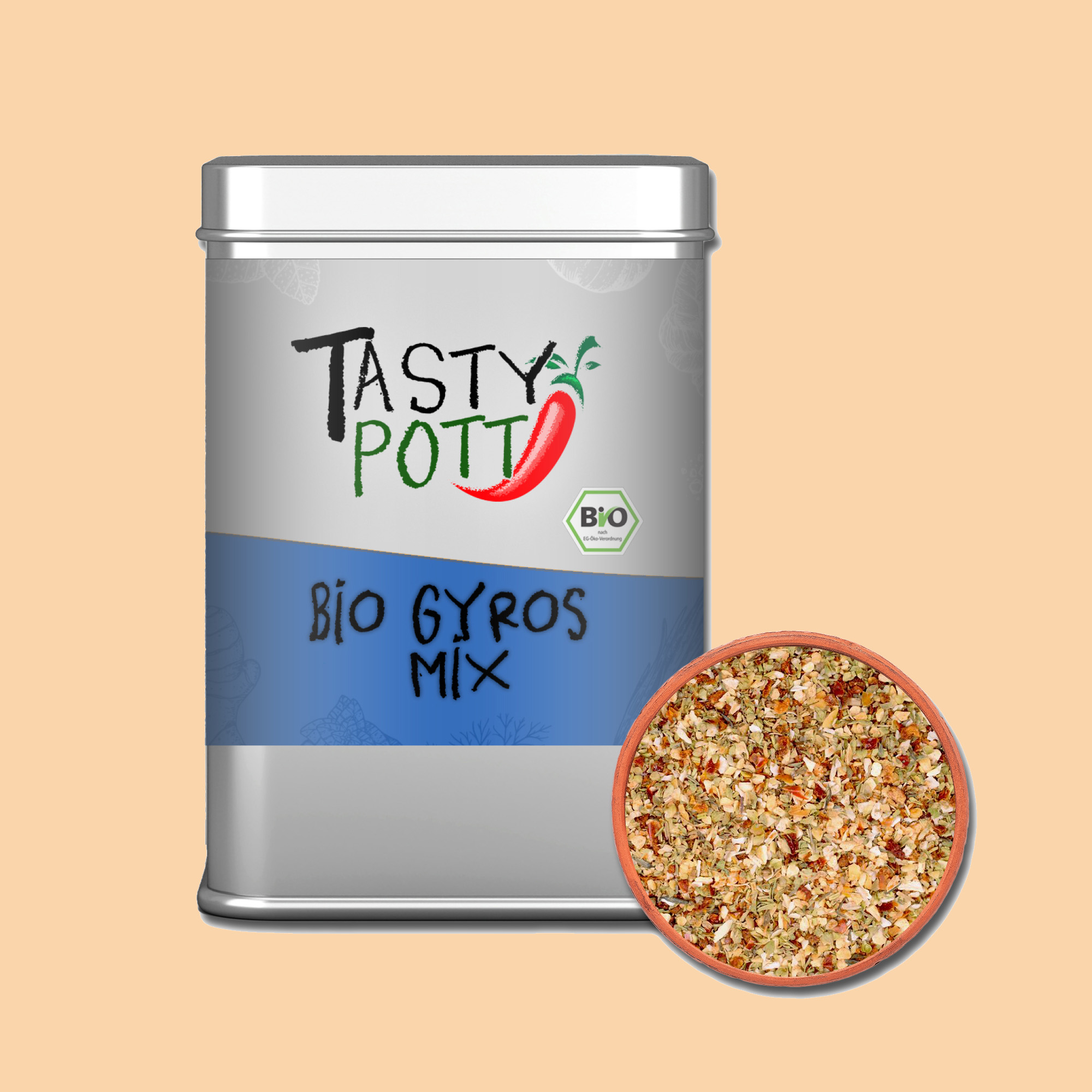 Bio Gyros Gewürz - Bio Gewürzmischung - 80g Dose von Tasty Pott