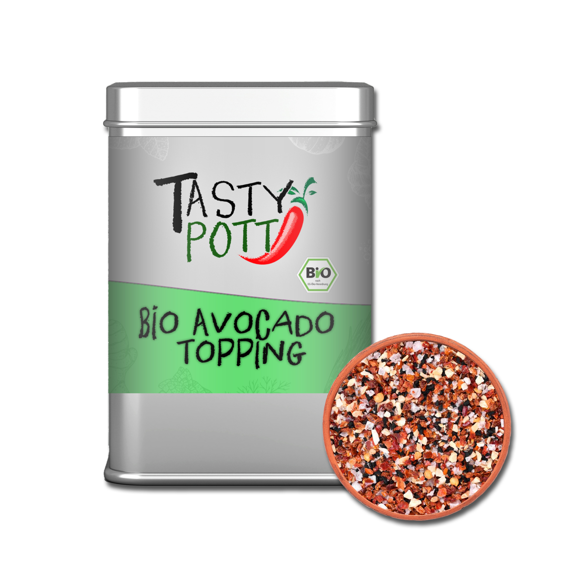 Tasty Pott Bio Avocado Topping – Perfekte Würze in der 80g Dose mit Streueinsatz Tasty Pott Bio Avocado Topping – Perfekte Würze in der 80g Dose mit Streueinsatz