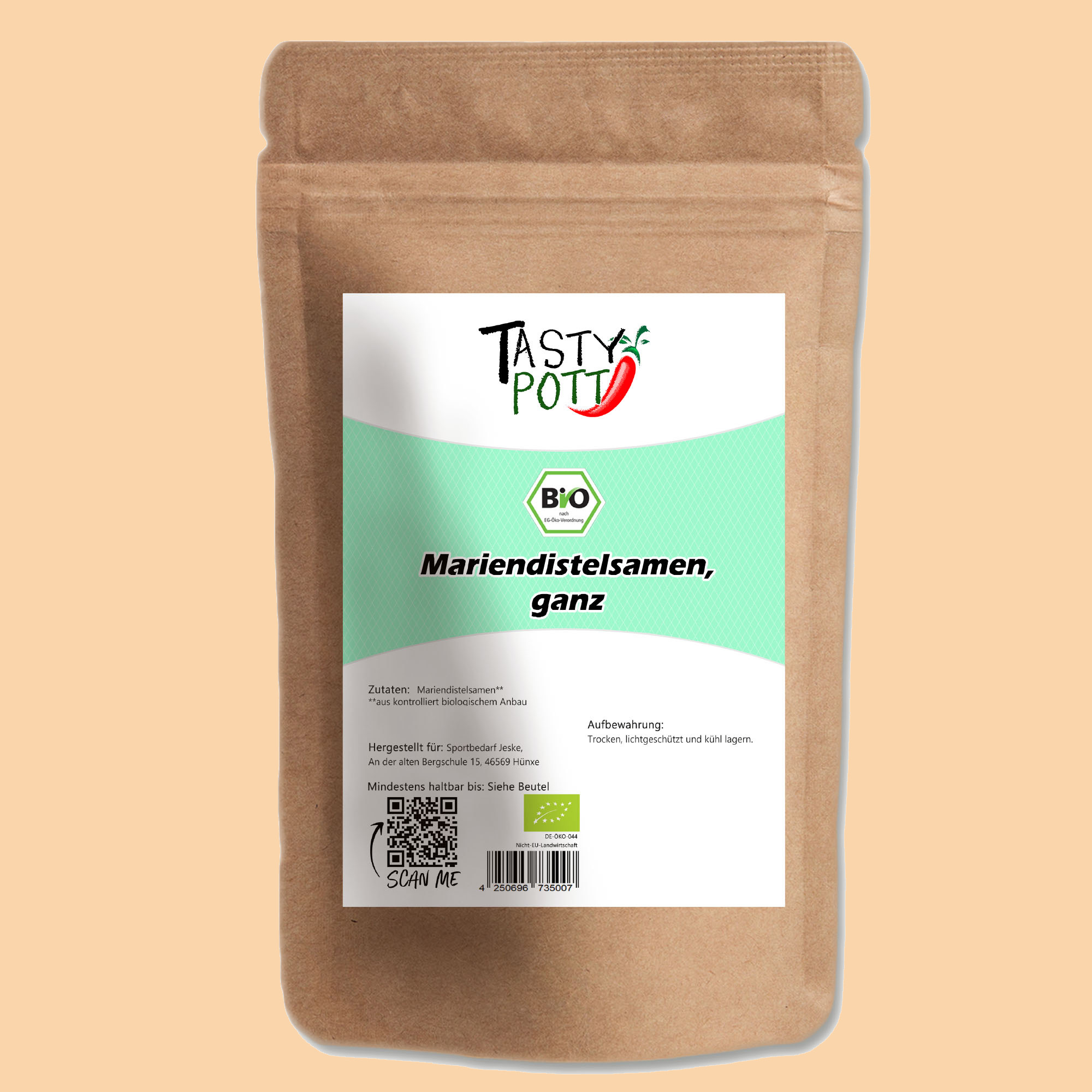 Bio Mariendistelsamen - ganze Samen - 500g Beutel von Tasty Pott Bio Mariendistelsamen - ganze Samen - 500g Beutel von Tasty Pott