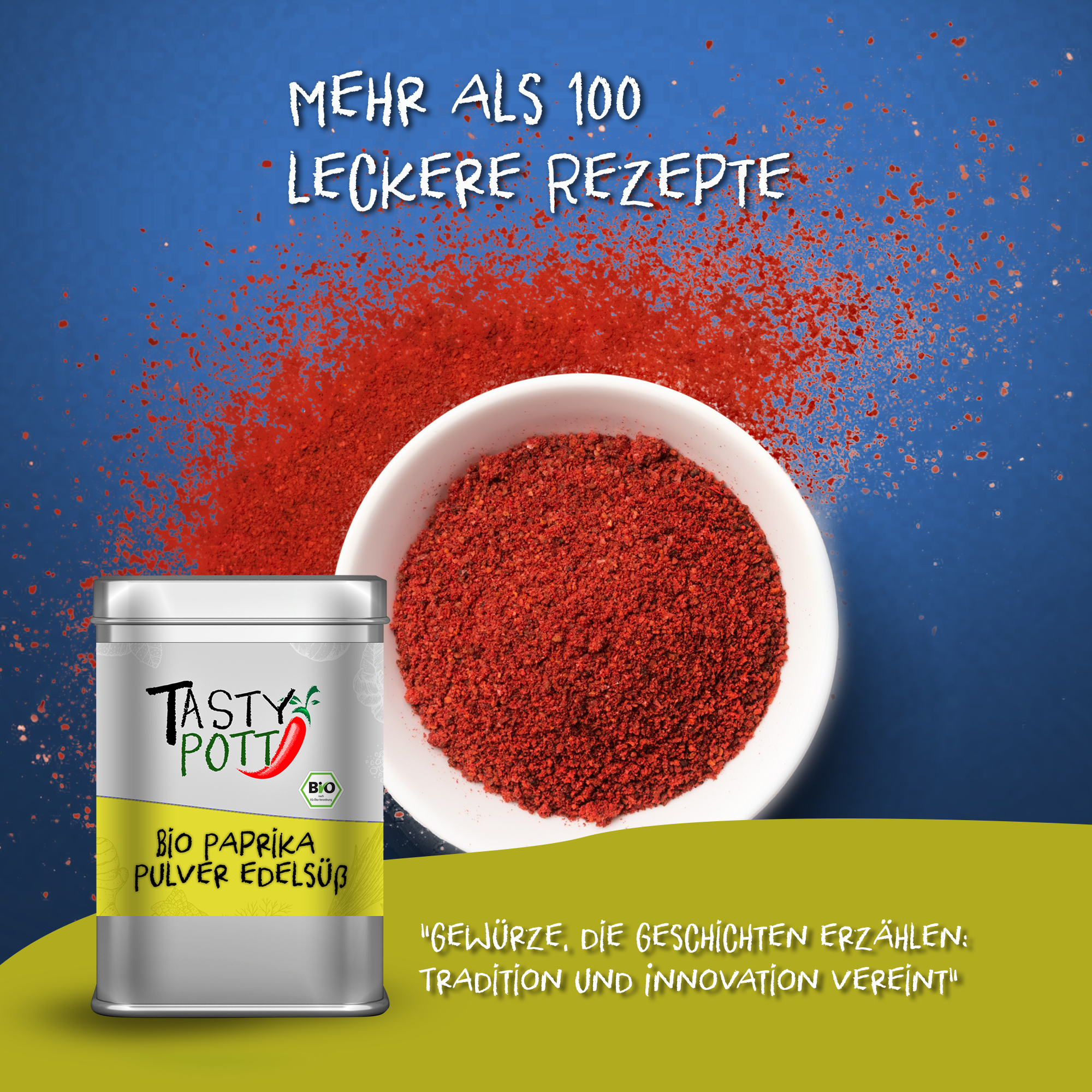 Bio Paprika Pulver edelsüß - Paprikapulver - 100g Dose von Tasty Pott Bio Paprika Pulver edelsüß - Paprikapulver - 100g Dose von Tasty Pott