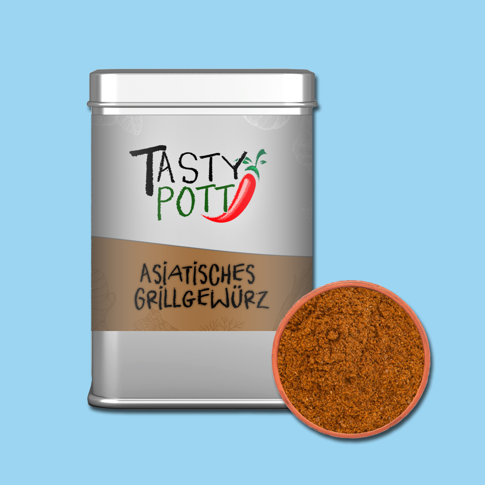 Asia Grill Gewürz 70g Dose - Typisch asiatische Gewürze von Tasty Pott Asia Grill Gewürz 70g Dose - Typisch asiatische Gewürze von Tasty Pott