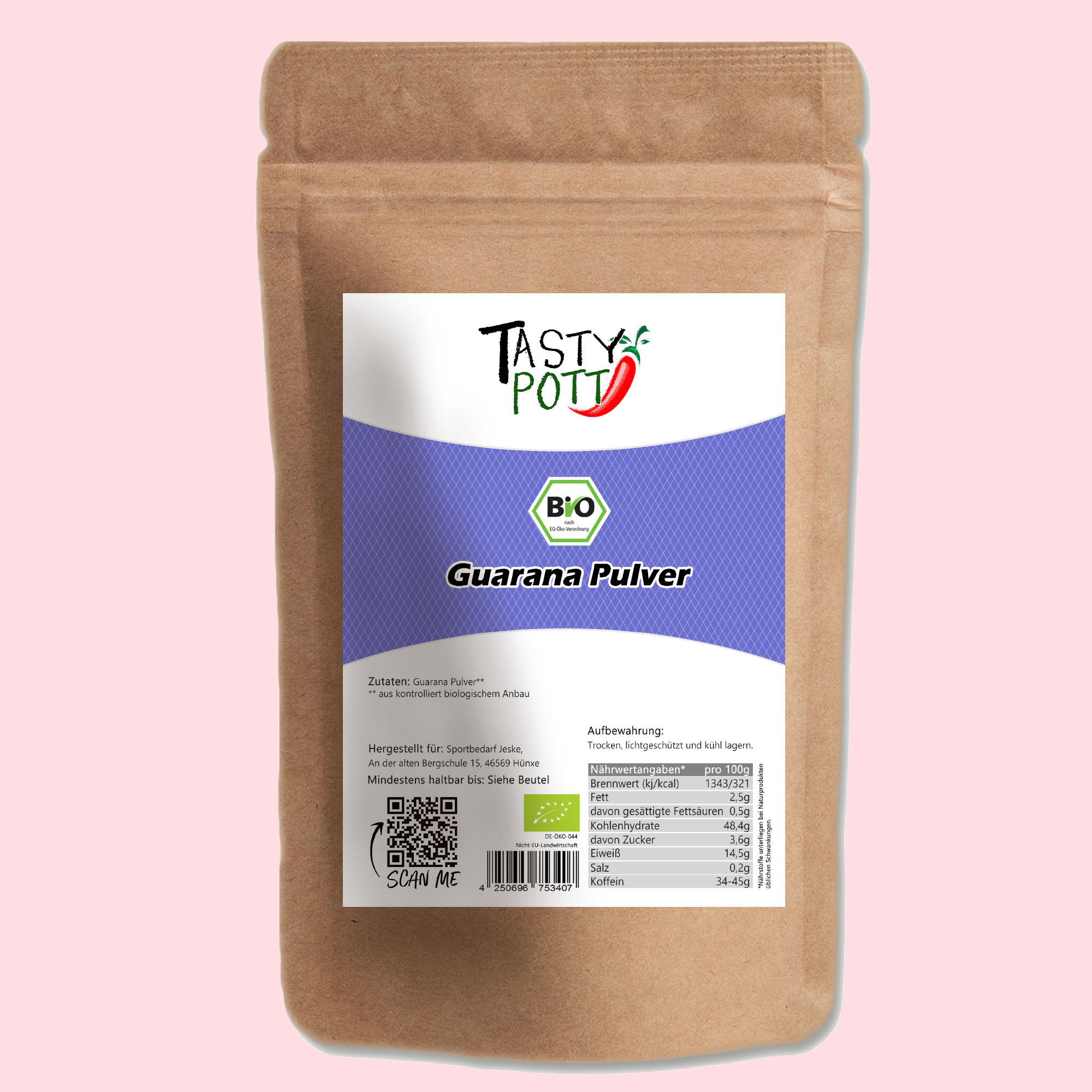 Bio Guarana – Energiereiches Pulver, 250g Natürliches Bio-Guarana Pulver für Energie und Fokus