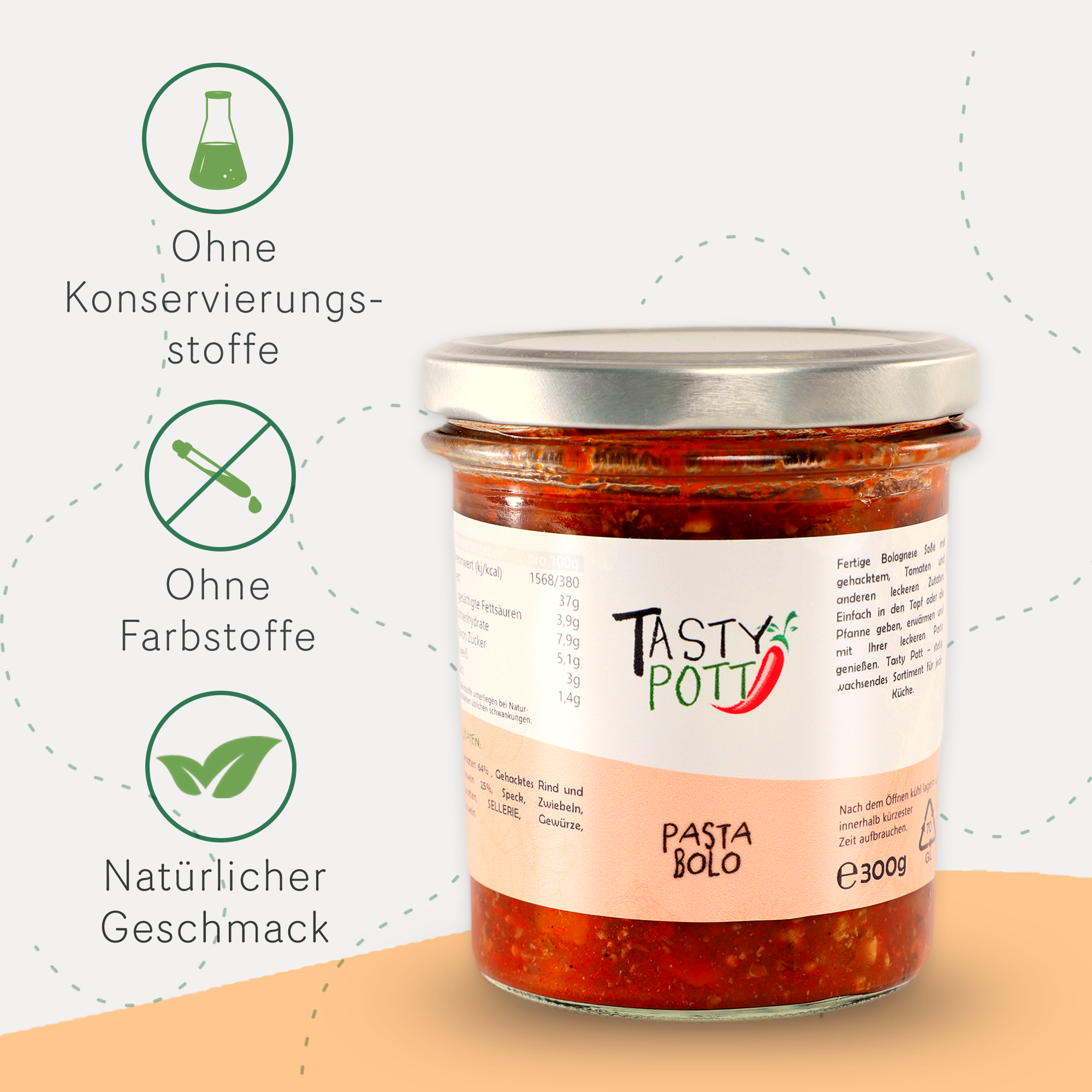 Tasty Pott Pasta Bolo Pastasoße 300g Glas