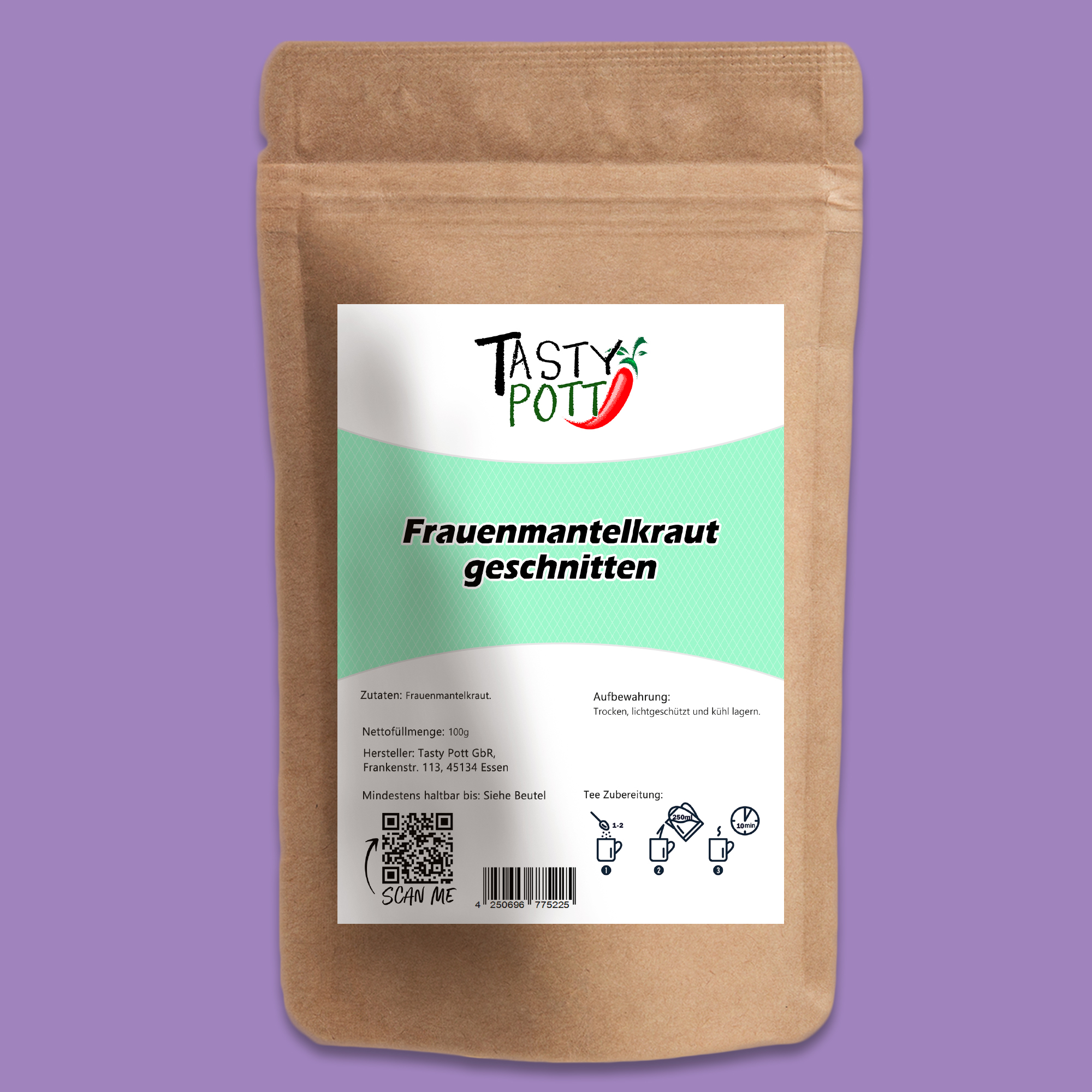 Tasty Pott Frauenmantelkraut getrocknet & geschnitten – vielseitiges Naturkraut für Tee & Küche 250g
