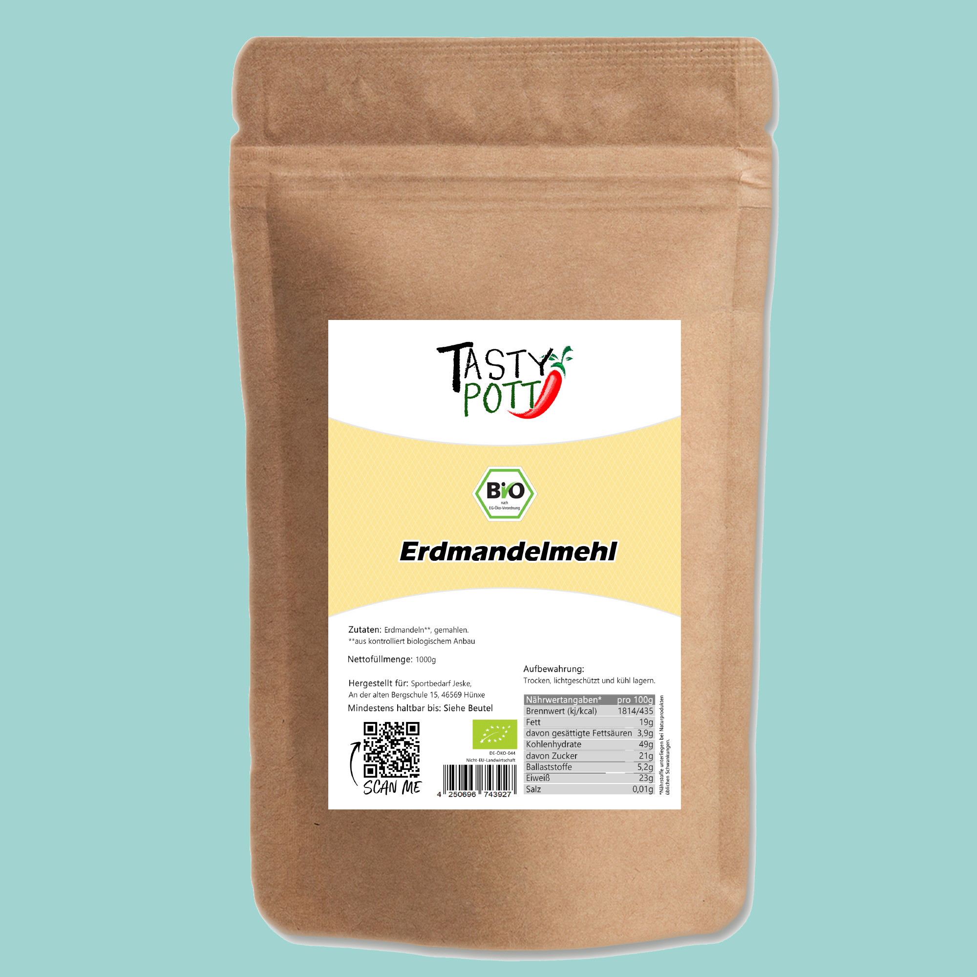 Bio Erdmandel Flocken - Chufas Erdmandelflocken - 1kg Beutel von Tasty Pott