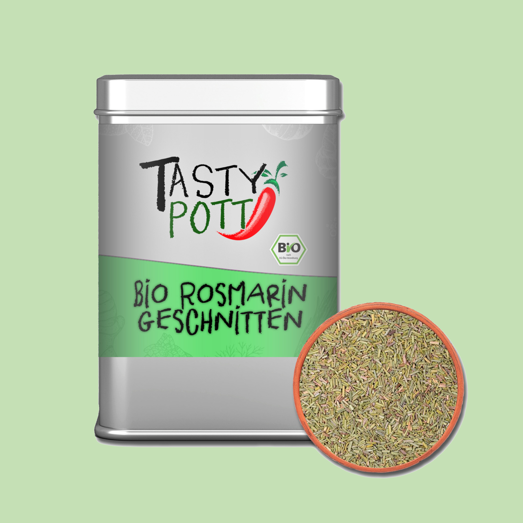 Bio Rosmarin geschnitten 70g Dose von Tasty Pott Bio Rosmarin geschnitten 70g Dose von Tasty Pott