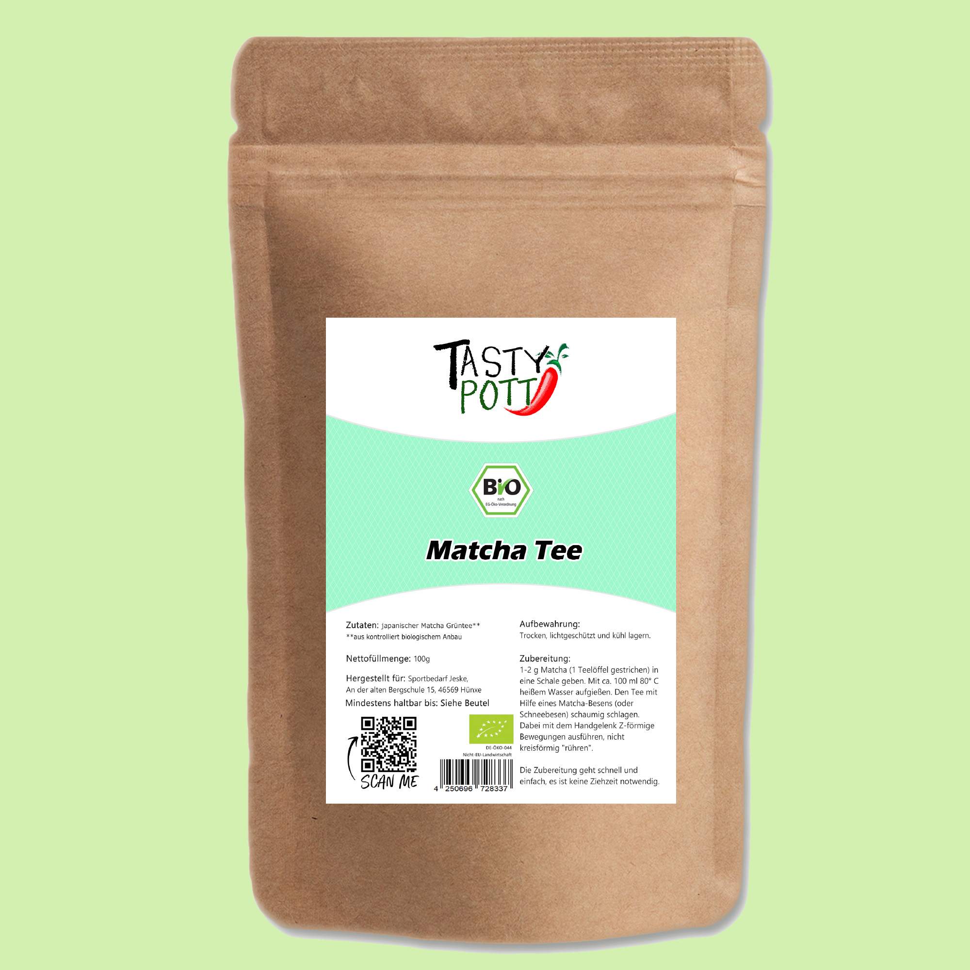 Tasty Pott Bio Matcha Tee Pulver im Beutel 100g Tasty Pott Bio Matcha Tee Pulver im Beutel 100g