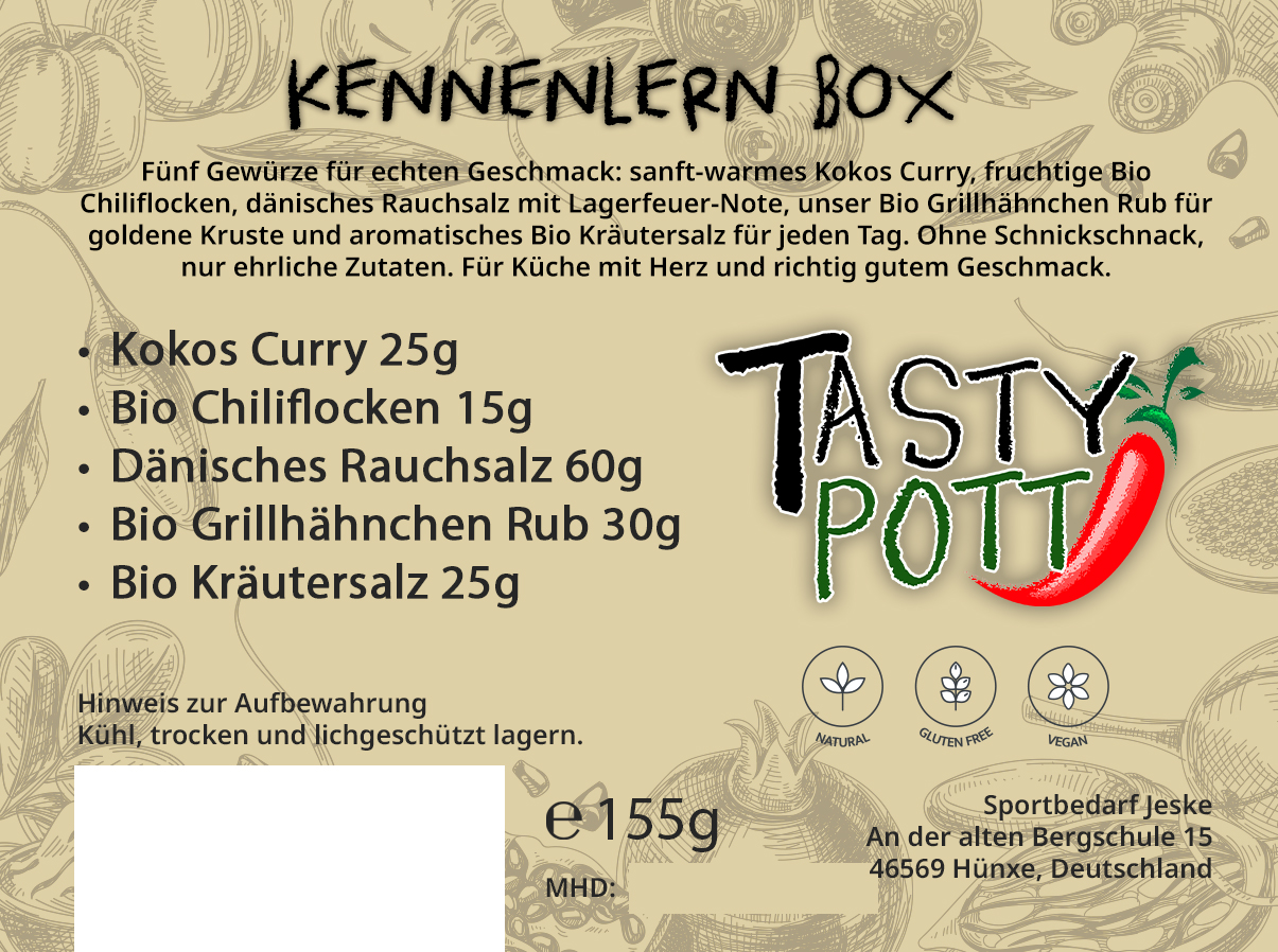 Tasty Pott Kennenlern-Box – 5 Gewürze