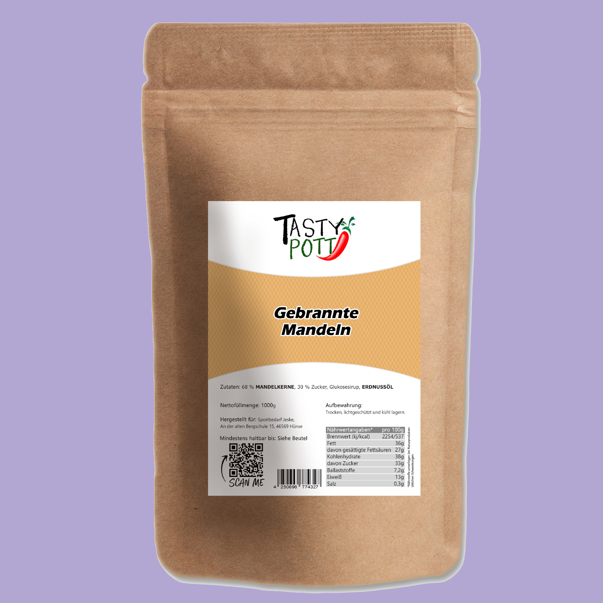 Tasty Pott Gebrannte Mandeln 1000g Beutel Tasty Pott Gebrannte Mandeln 1000g Beutel