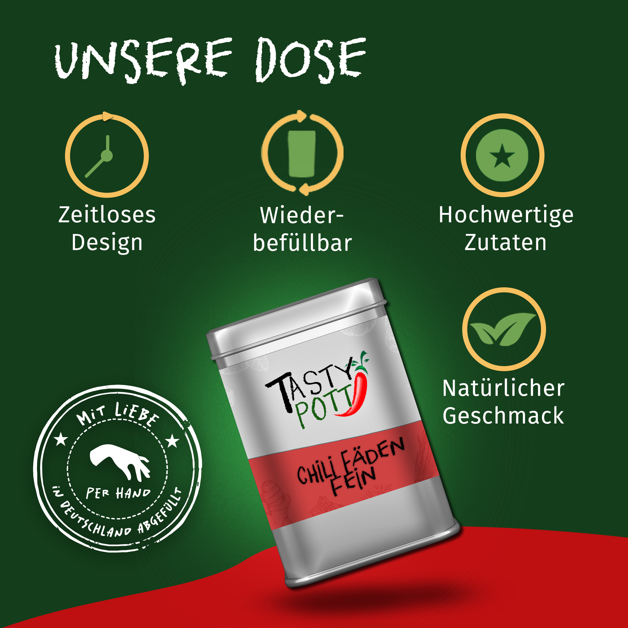 Tasty Pott Chili Fäden fein 10g Dose Tasty Pott Chili Fäden fein 10g Dose