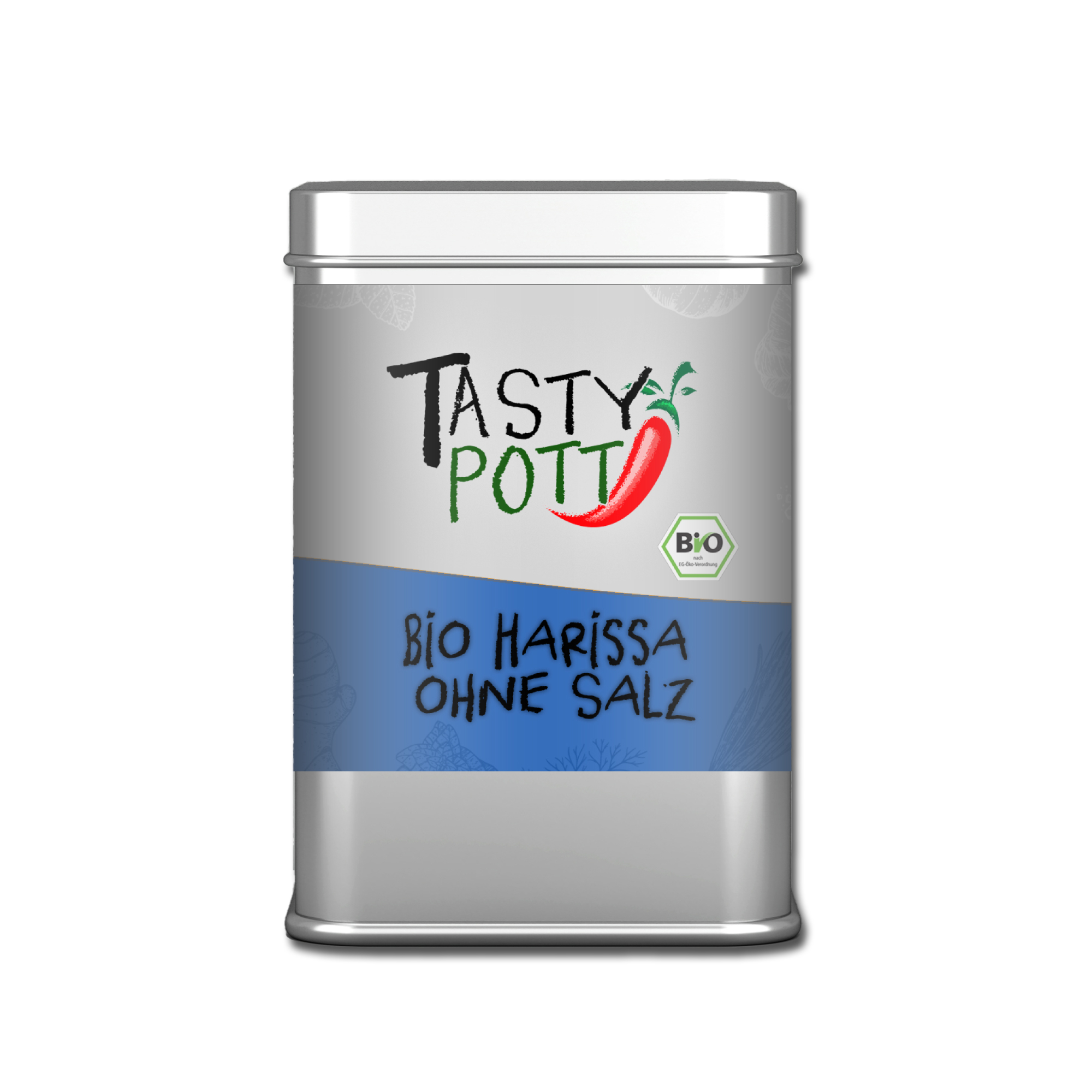 Bio Harissa Gewürz ohne Salz - scharf würzen in Bio Qualität - 100g Dose Tasty Pott