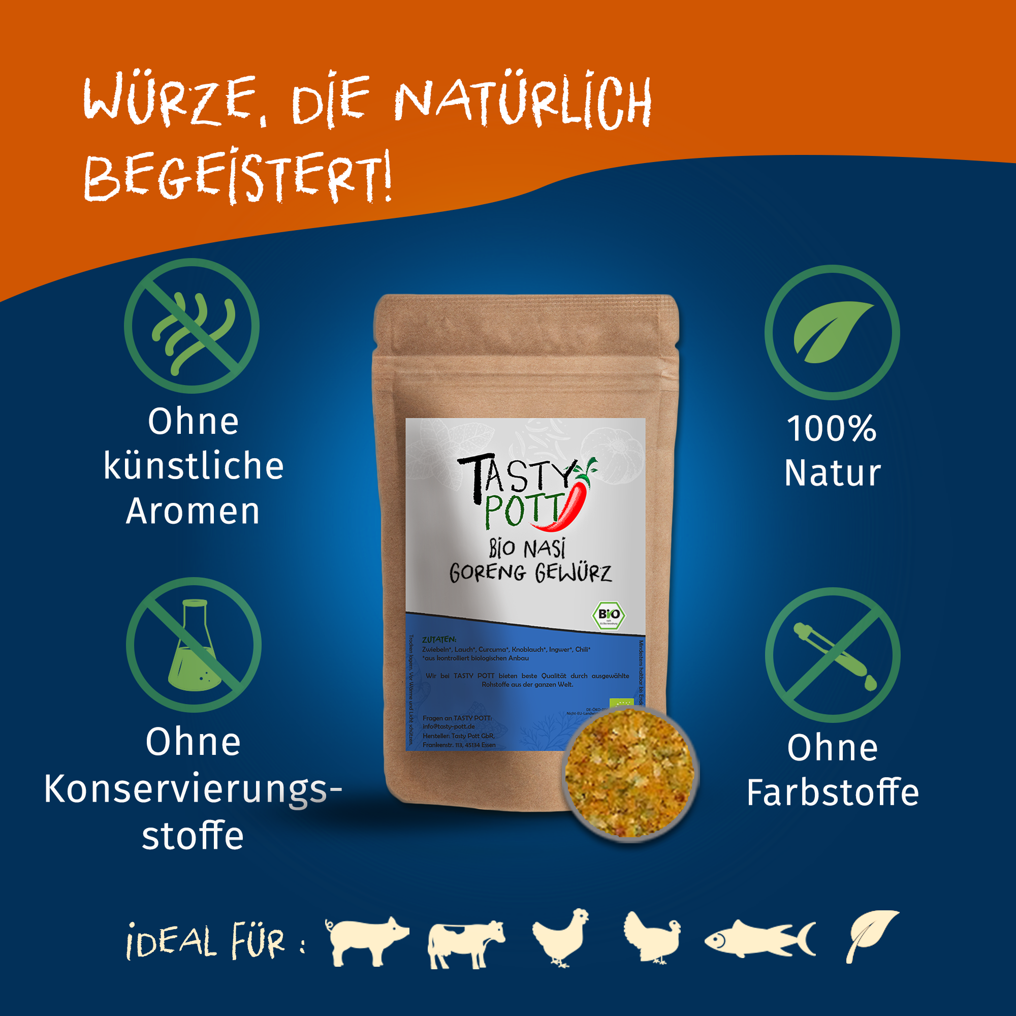 Bio Nasi Goreng - Gewürzmischung - 40g Dose von Tasty Pott