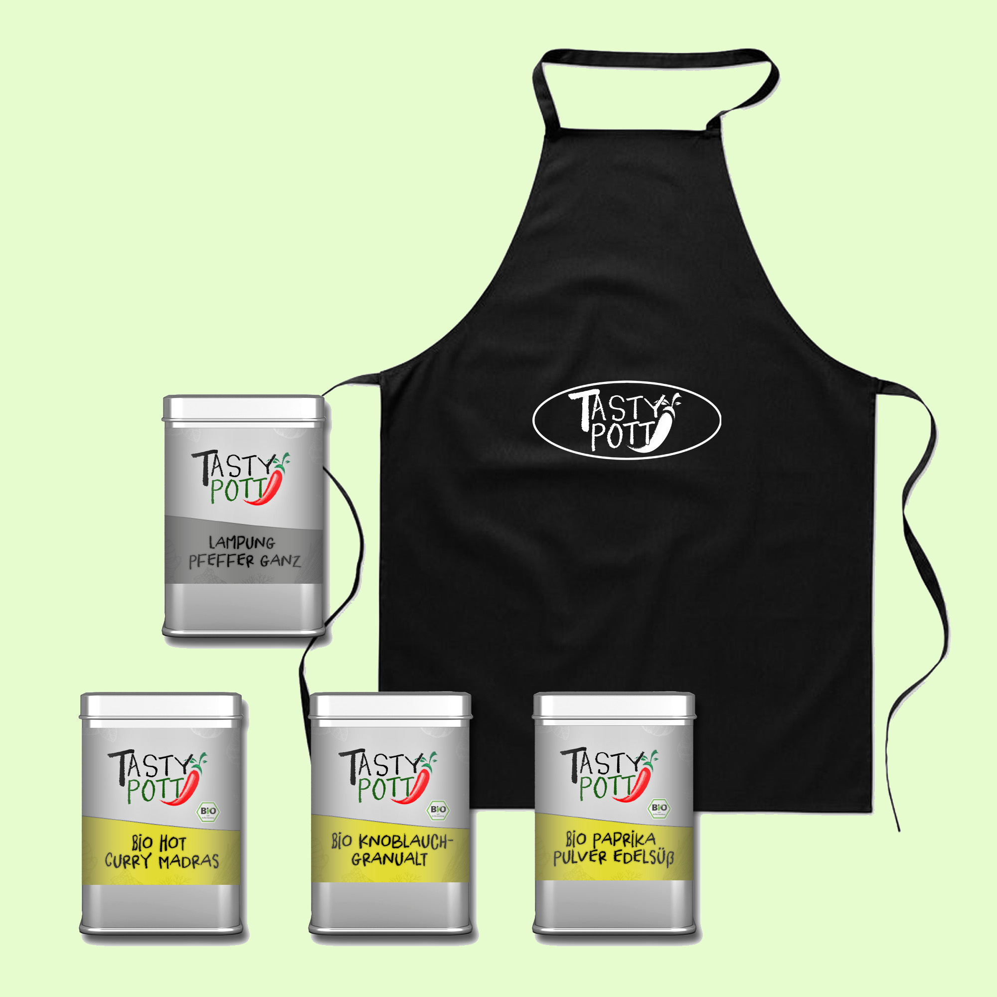 Gewürzset No. 9 - Basic Gewürze für jede Küche + Schürze - Gewürzsets kaufen bei Tasty Pott 
