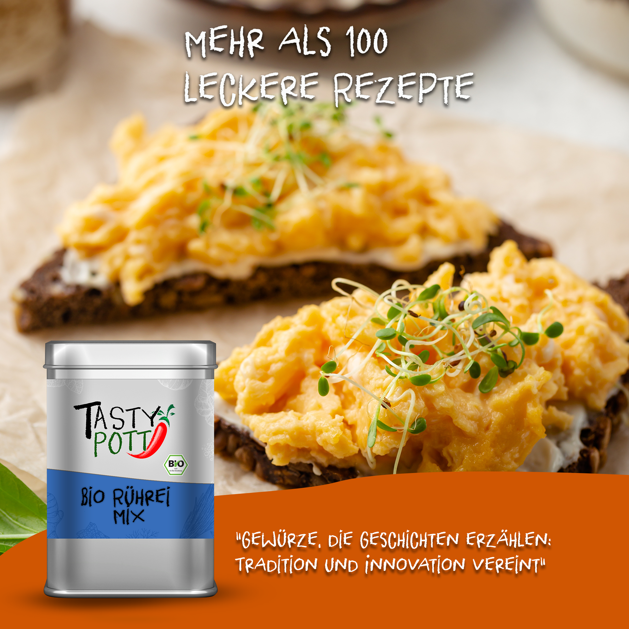 Bio Rührei Mix - Gewürzmischung - 80g Dose von Tasty Pott 
