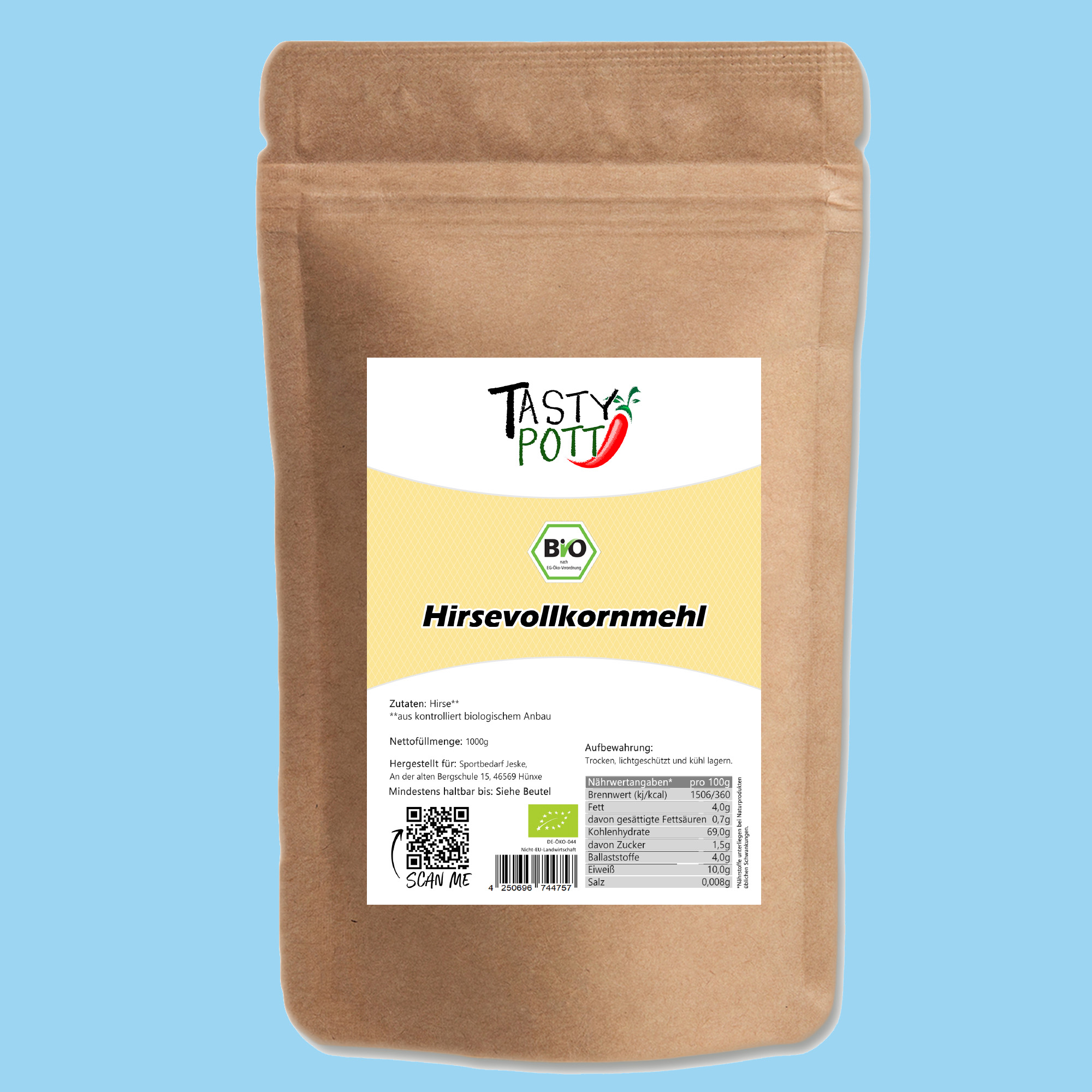 Hirsevollkornmehl glutenfrei - Bio Hirse Vollkorn Mehl - 1000g Tasty Pott Hirsevollkornmehl glutenfrei - Bio Hirse Vollkorn Mehl - 1000g Tasty Pott