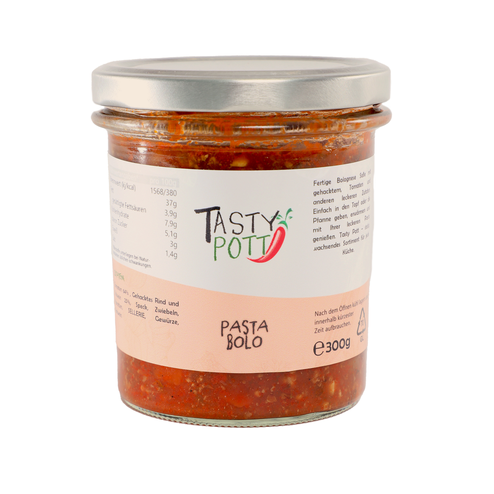 Tasty Pott Pasta Bolo Pastasoße 300g Glas Tasty Pott Pasta Bolo Pastasoße 300g Glas