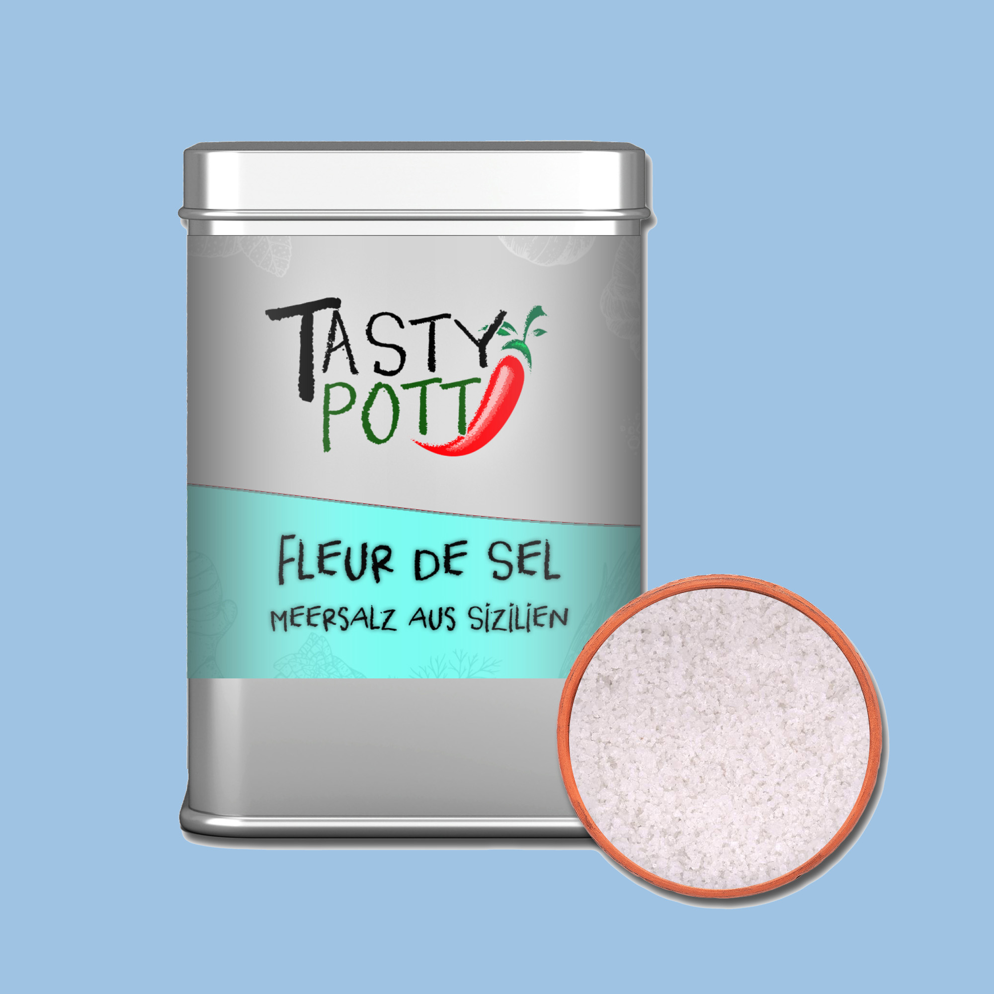 Fleur de Sel Meersalz 150g Dose von Tasty Pott Fleur de Sel Meersalz 150g Dose von Tasty Pott