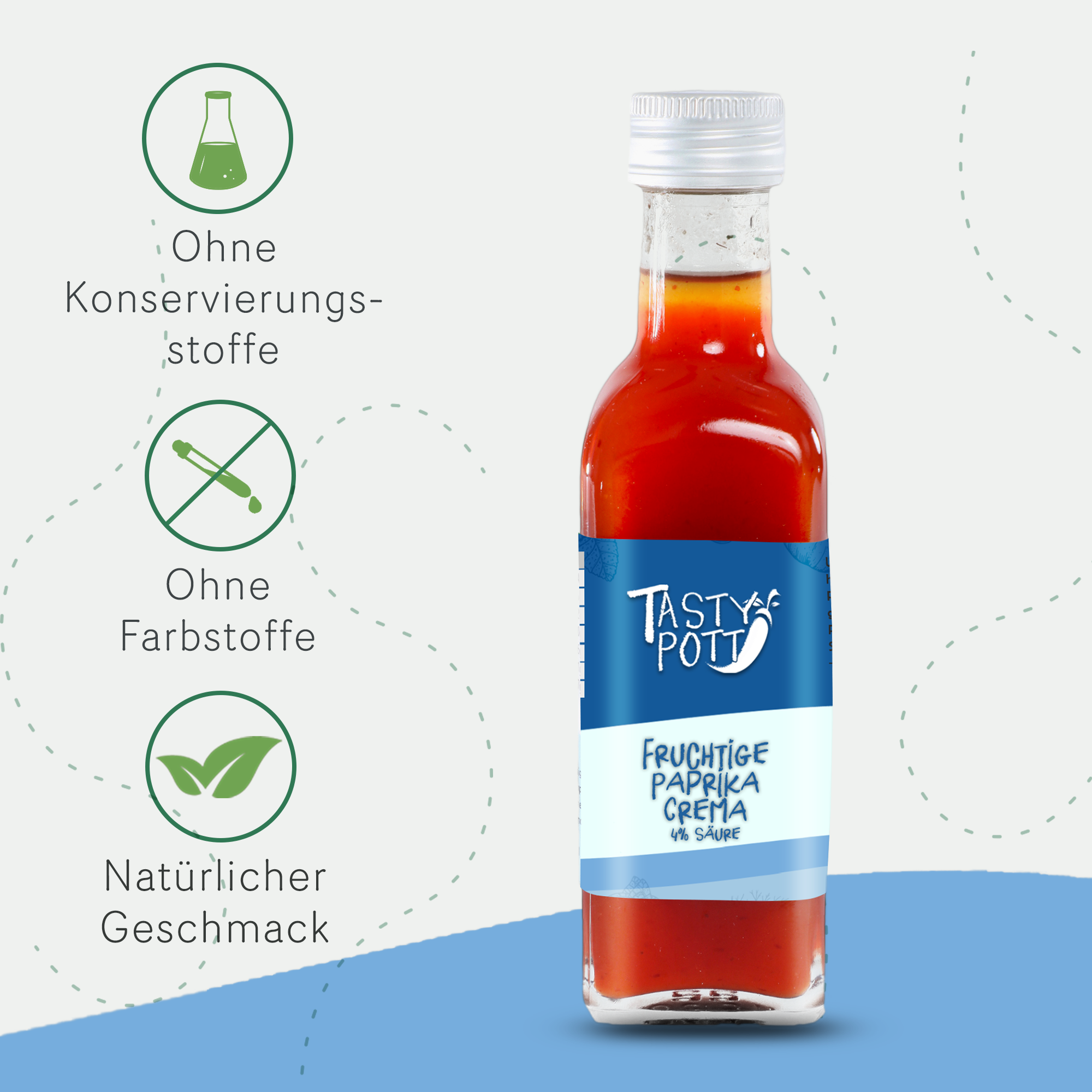 Fruchtige Paprika Creme 4% Säure - 100 ml Glasflasch von Tasty Pott