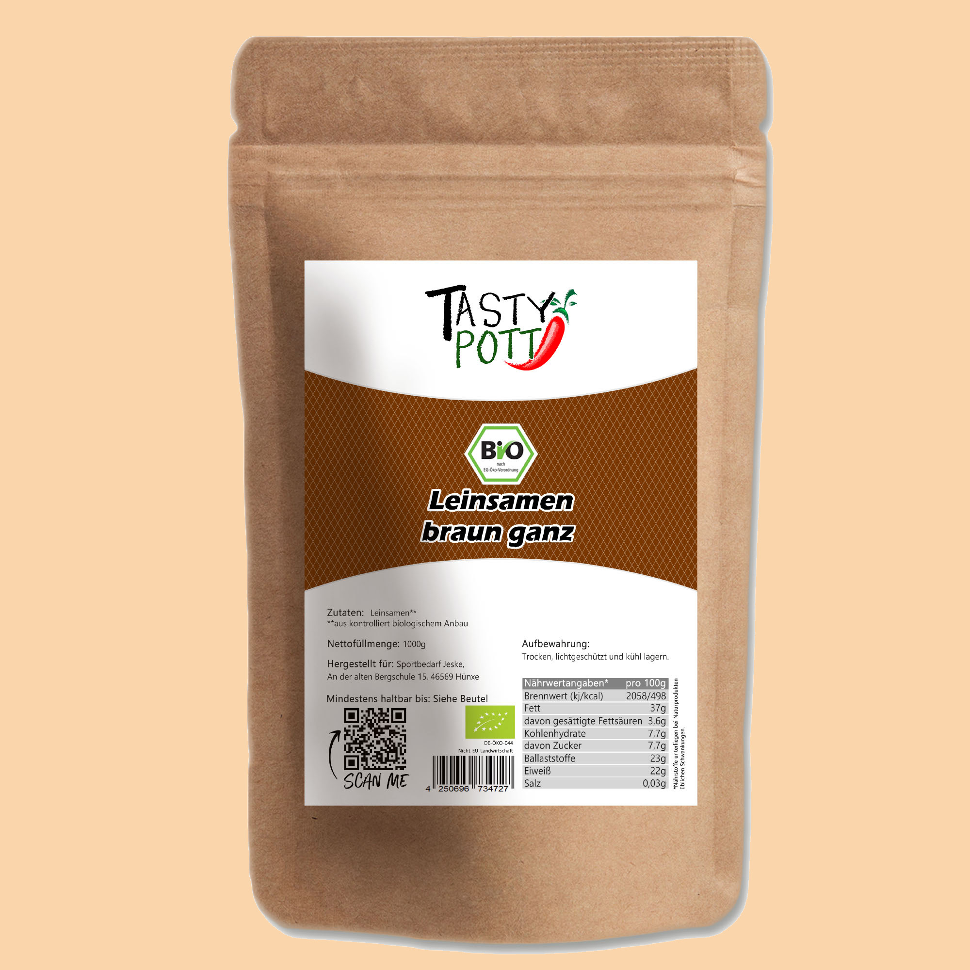 Tasty Pott Bio Leinsamen Braun, ganz 1Kg Tasty Pott Bio Leinsamen Braun, ganz 1Kg