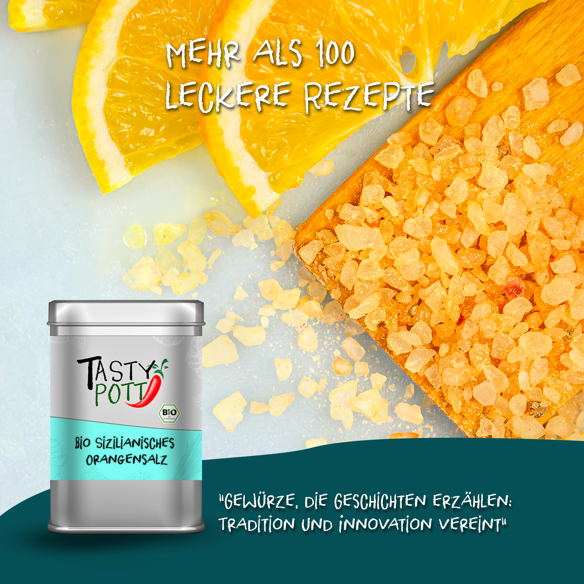 Bio Orangensalz aus Sizilien - Bio Qualität | 125g Dose Tasty Pott