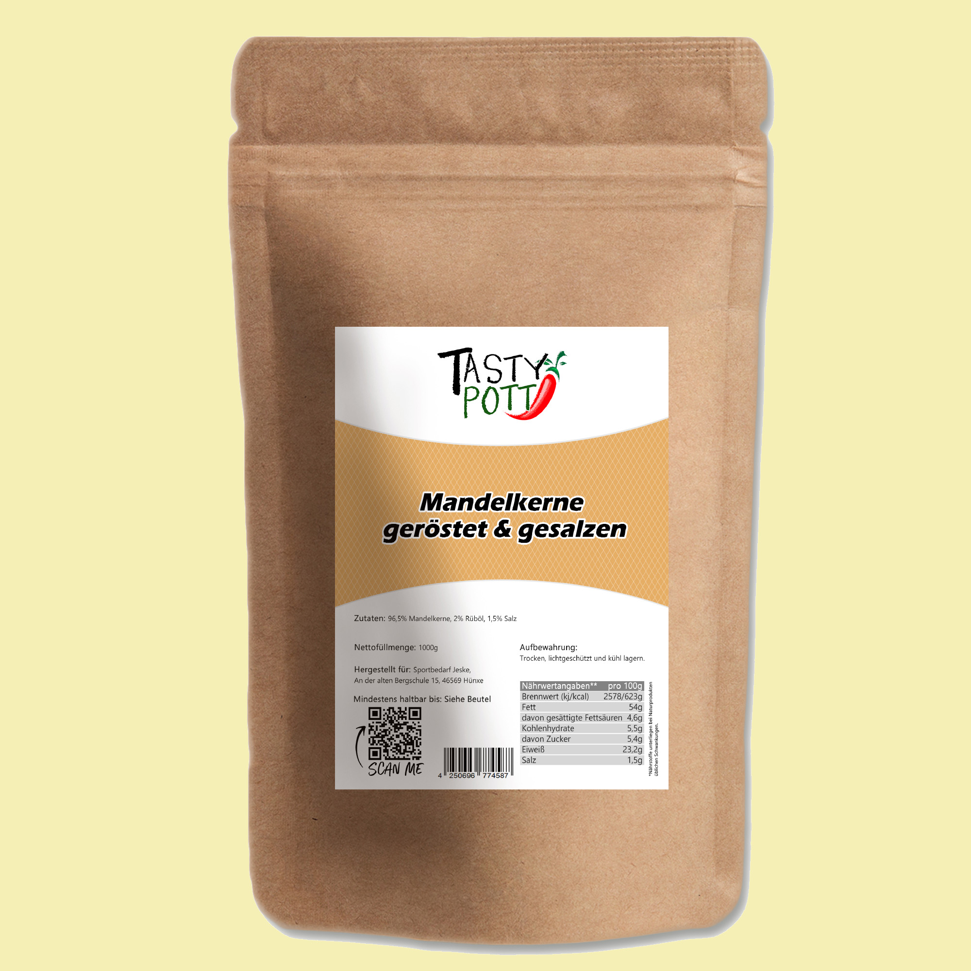 Mandel geröstet und gesalzen - Salzmandeln - 1kg Beutel von Tasty Pott  Mandel geröstet und gesalzen - Salzmandeln - 1kg Beutel von Tasty Pott
