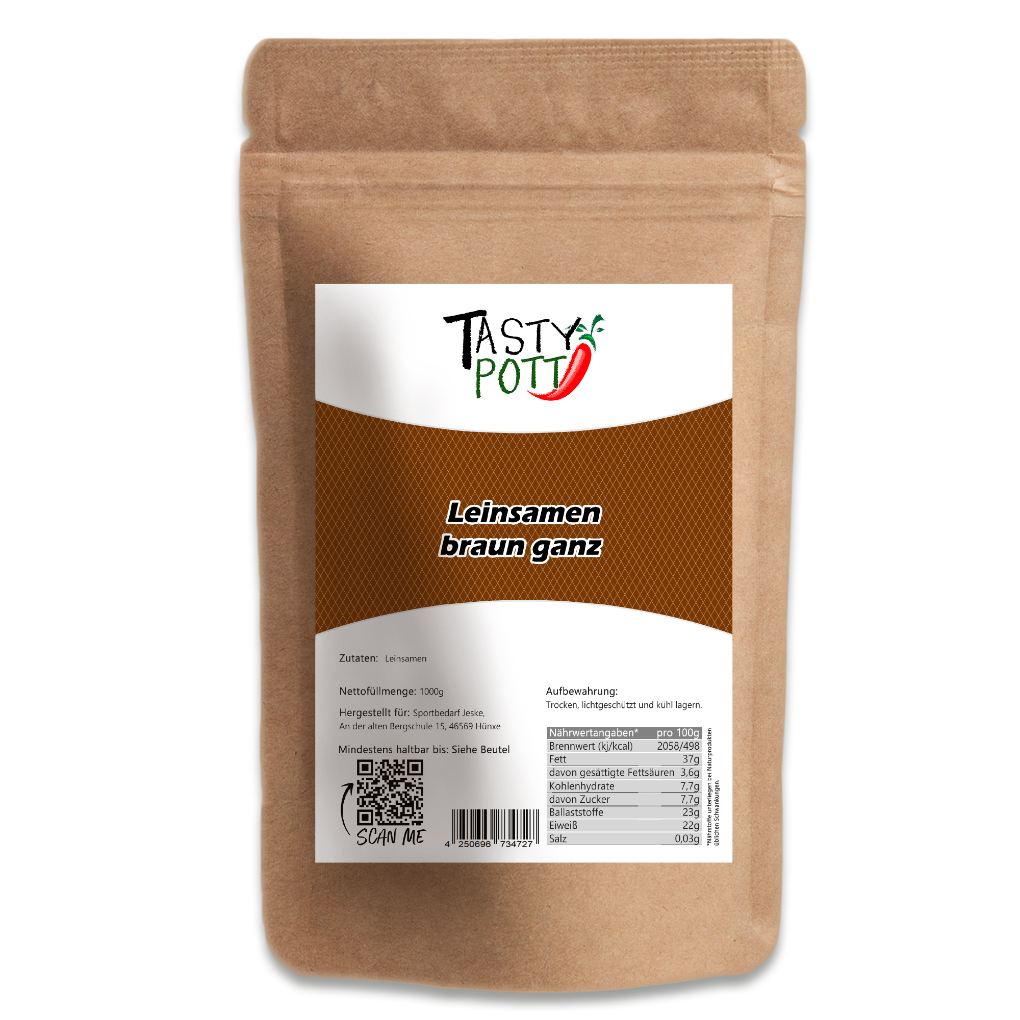 Tasty Pott Bio Leinsamen Braun, ganz 1Kg
