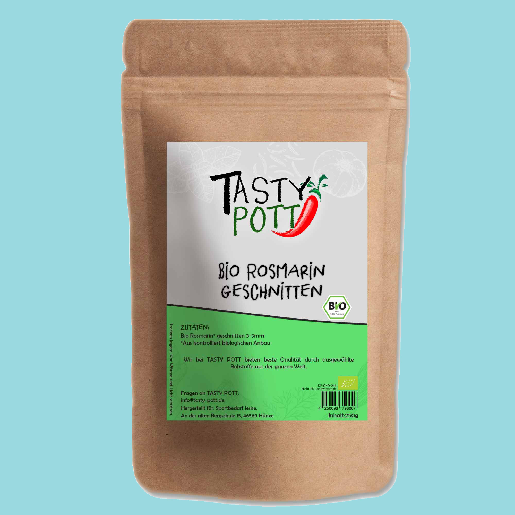 Bio Rosmarin getrocknet & geschnitten | Beutel 250 g Tasty Pott 
