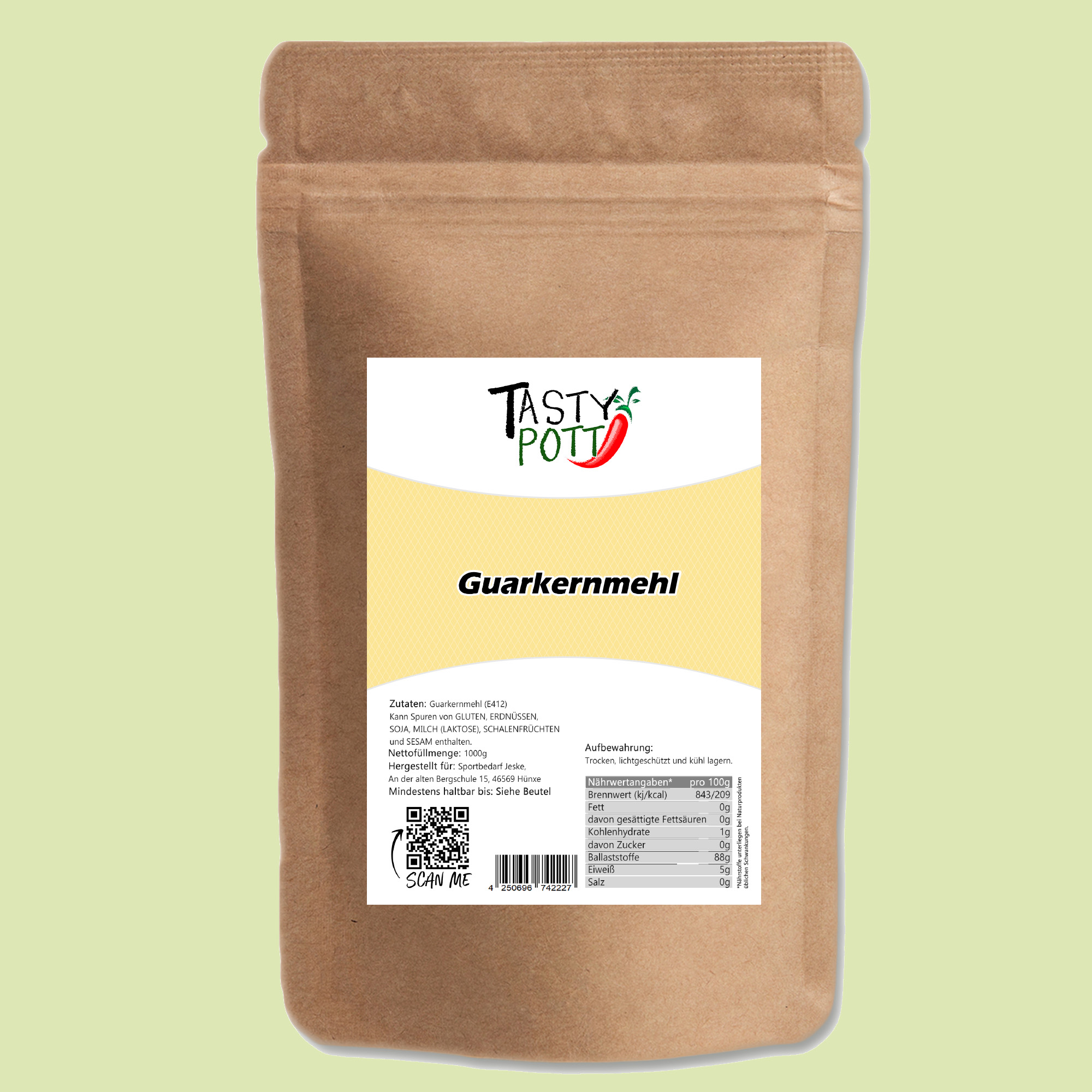  Guarkernmehl - pflanzliches & natürliches Verdickungsmittel - 1kg Beutel von Tasty Pott
