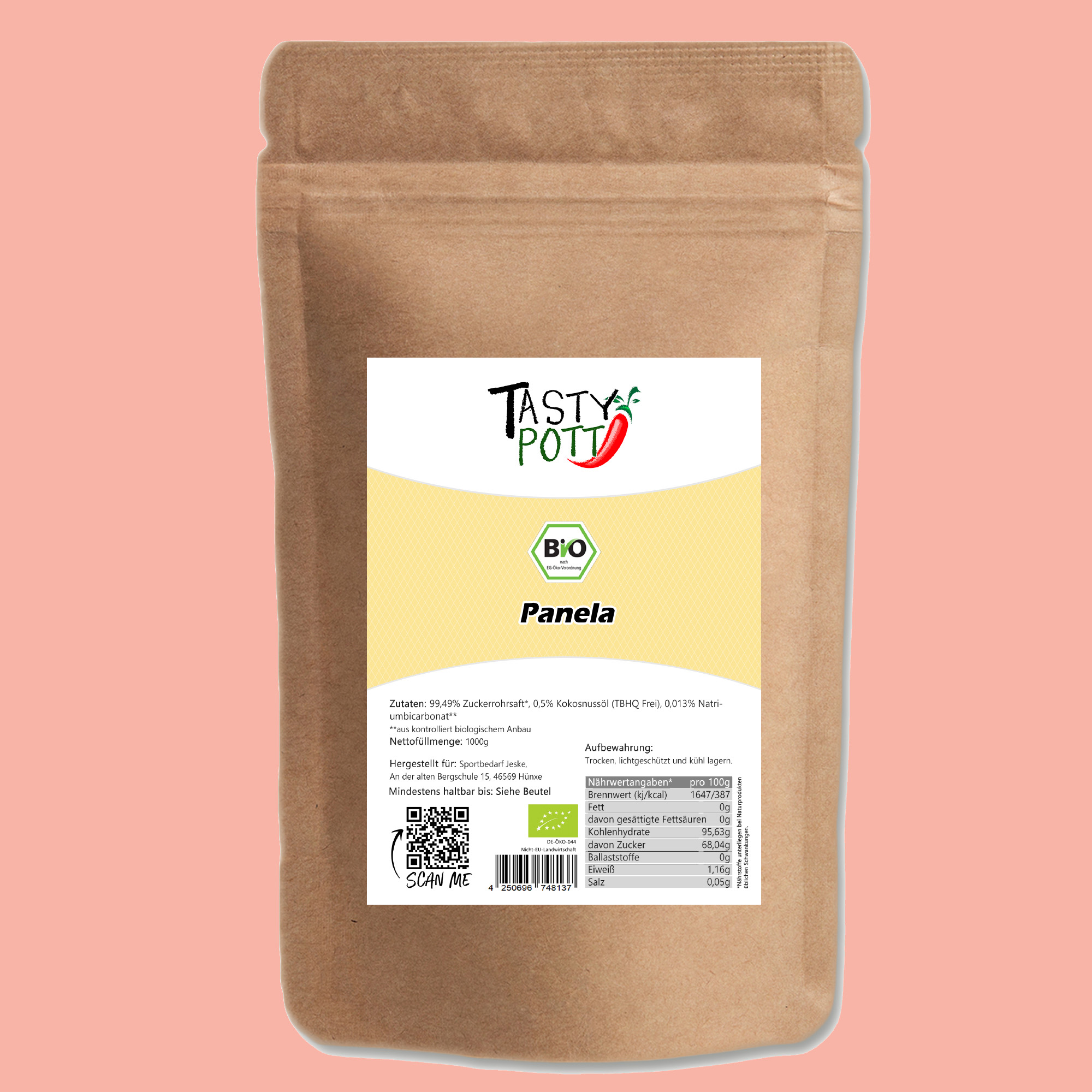 Bio Panela Zucker - Vollrohrzucker - 1Kg Beutel von Tasty Pott