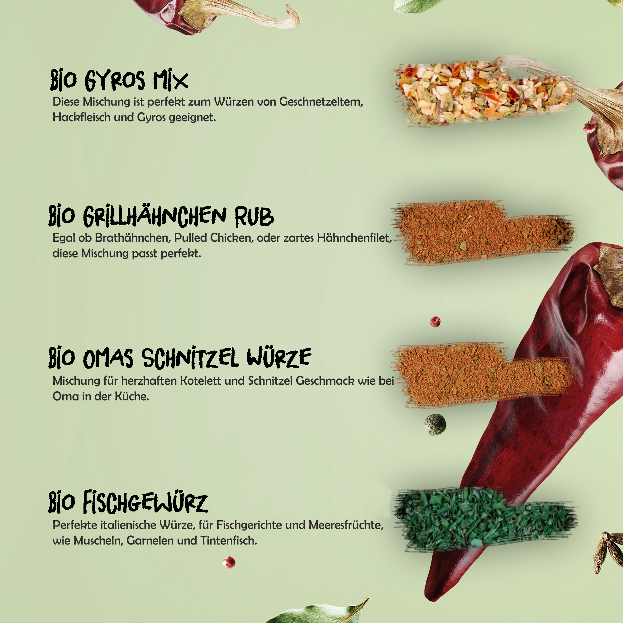Gewürz Set No. 7 Bio | Schmackhafte Fleischgewürze + Schürze | Tasty Pott Gewürz Set No. 7 Bio | Schmackhafte Fleischgewürze + Schürze | Tasty Pott