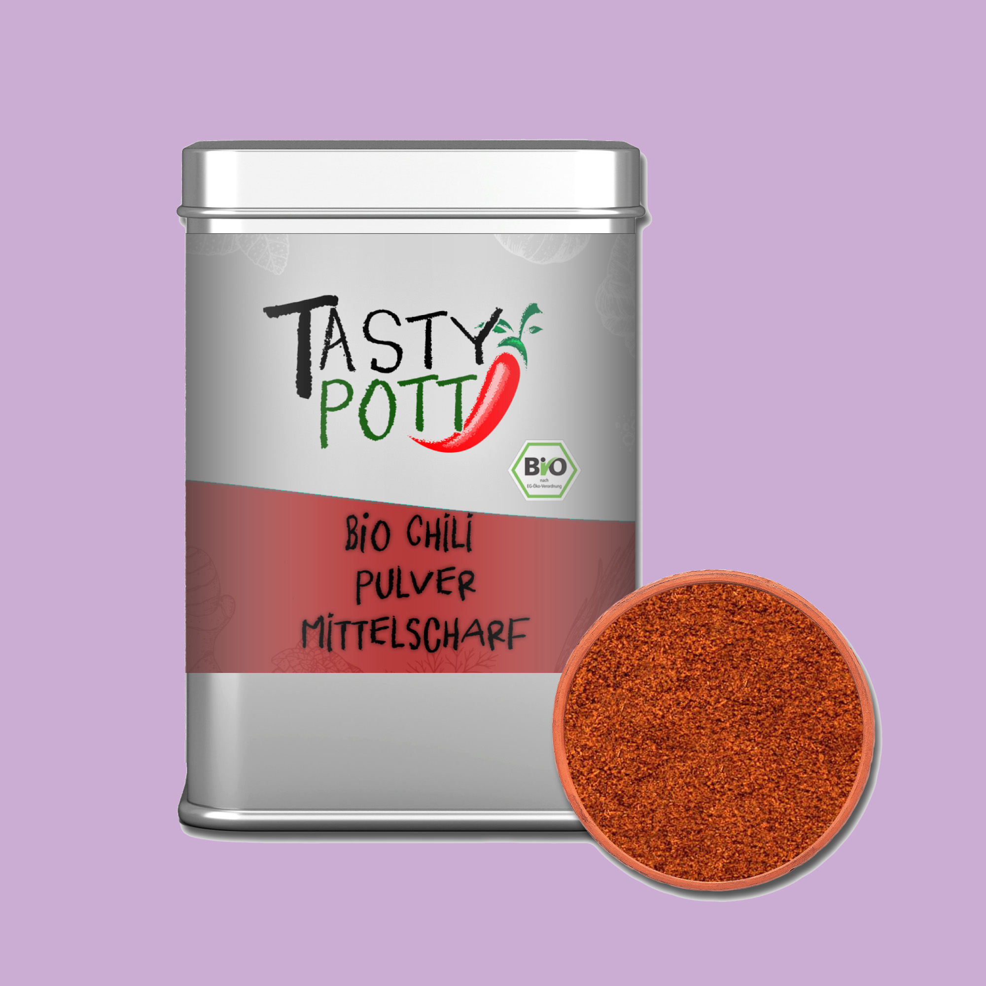Bio Chili Pulver mittelscharf - Chilipulver - 80g Dose von Tasty Pott Bio Chili Pulver mittelscharf - Chilipulver - 80g Dose von Tasty Pott