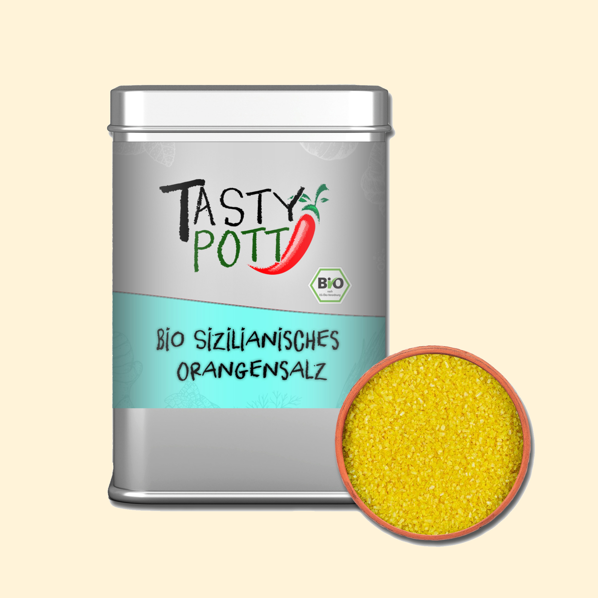 Bio Orangensalz aus Sizilien - Bio Qualität | 125g Dose Tasty Pott Bio Orangensalz aus Sizilien - Bio Qualität | 125g Dose Tasty Pott