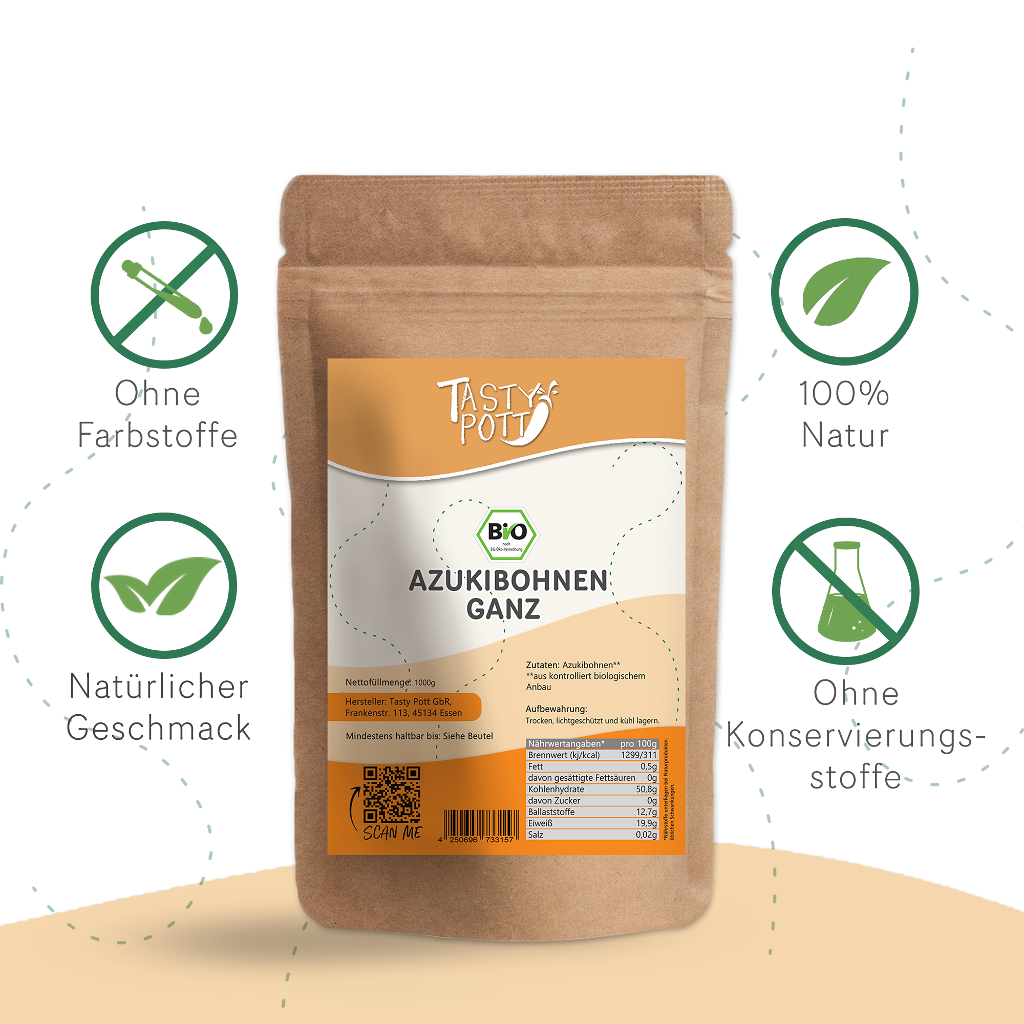 Tasty Pott Bio Azukibohnen ganz 1Kg