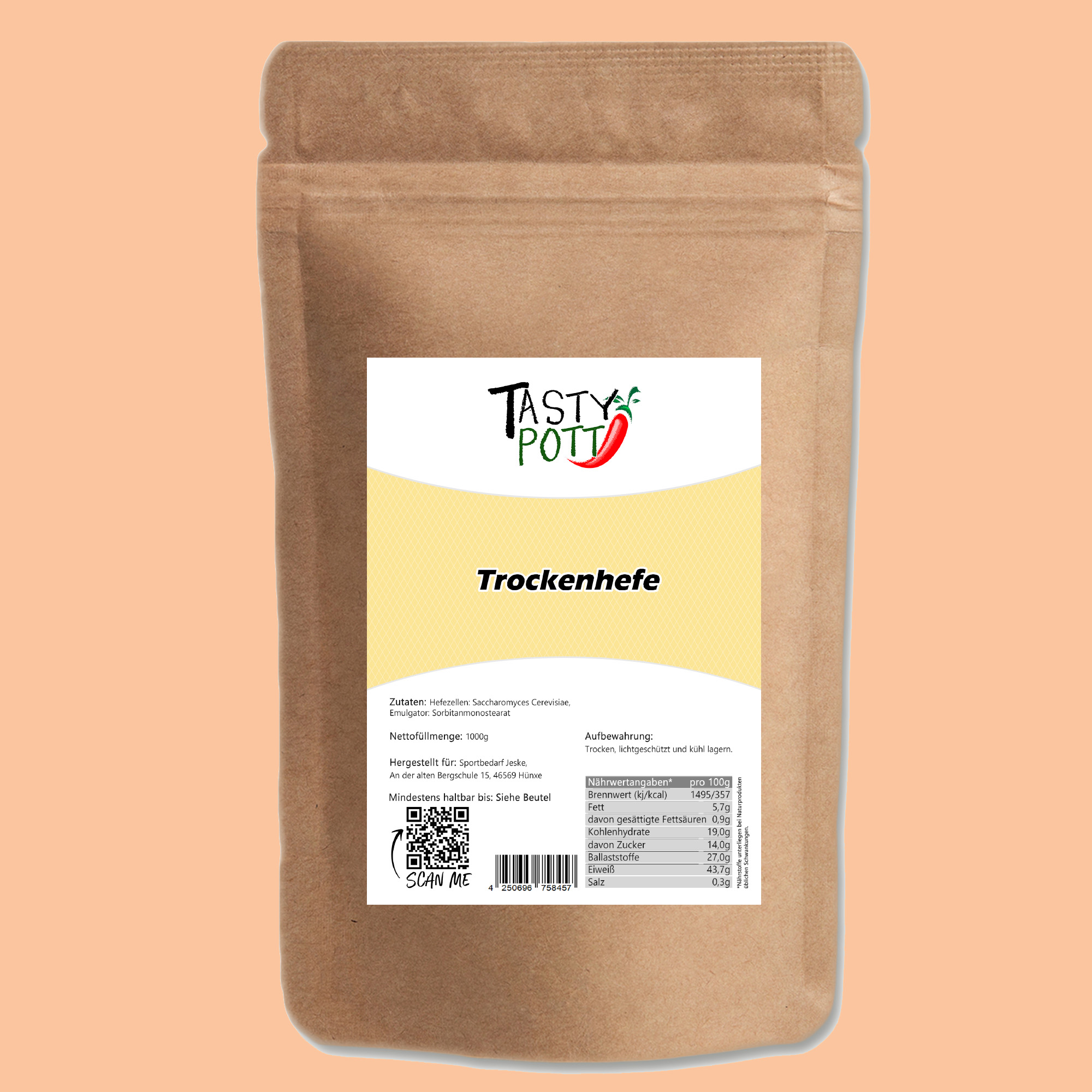 Trockenhefe - Hefe Ersatz für frische Hefe | 1 kg Vorratsbeutel Tasty Pott  