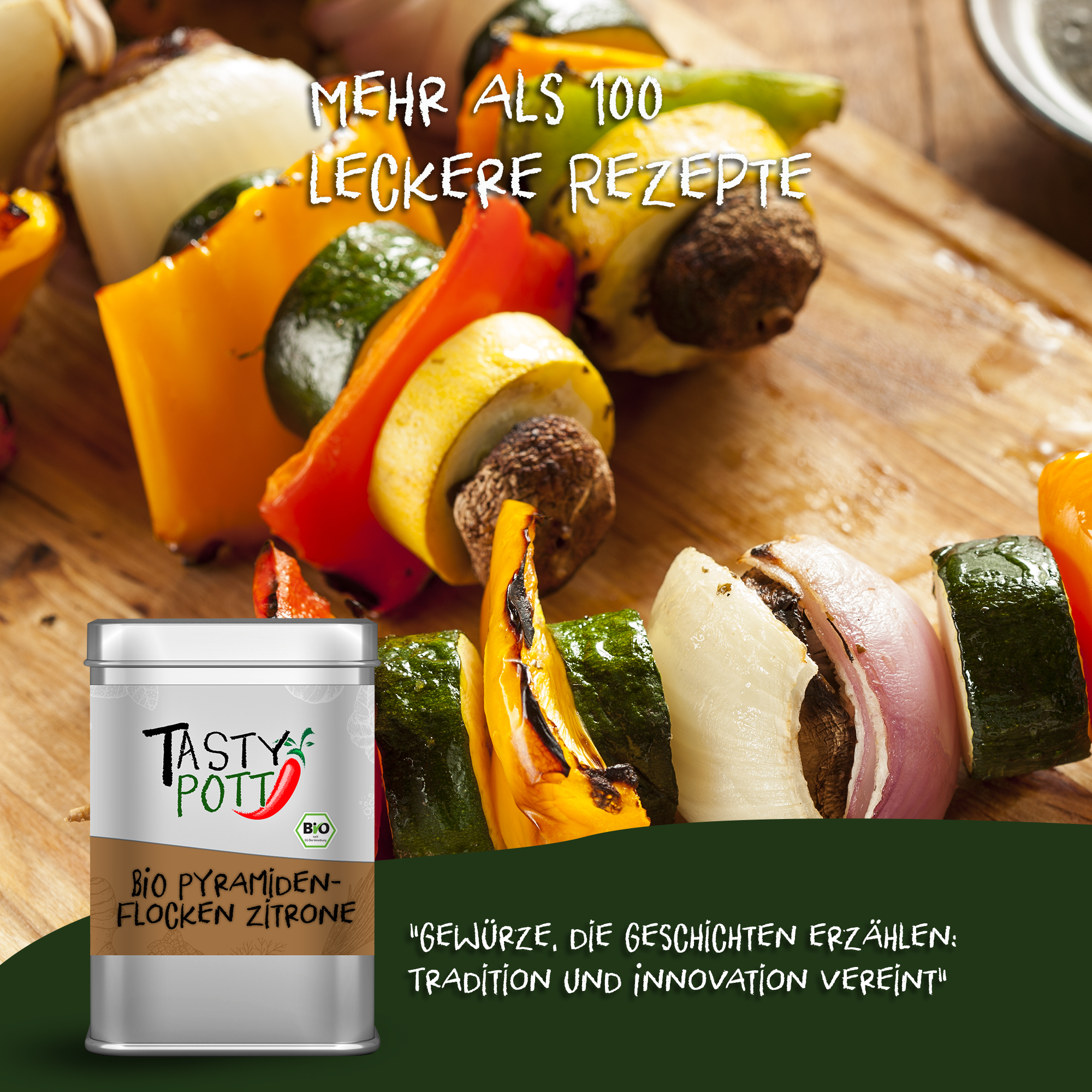 Bio Pyramidenflocken Zitrone - Pyramidensalz - 85g Dose von Tasty Pott 