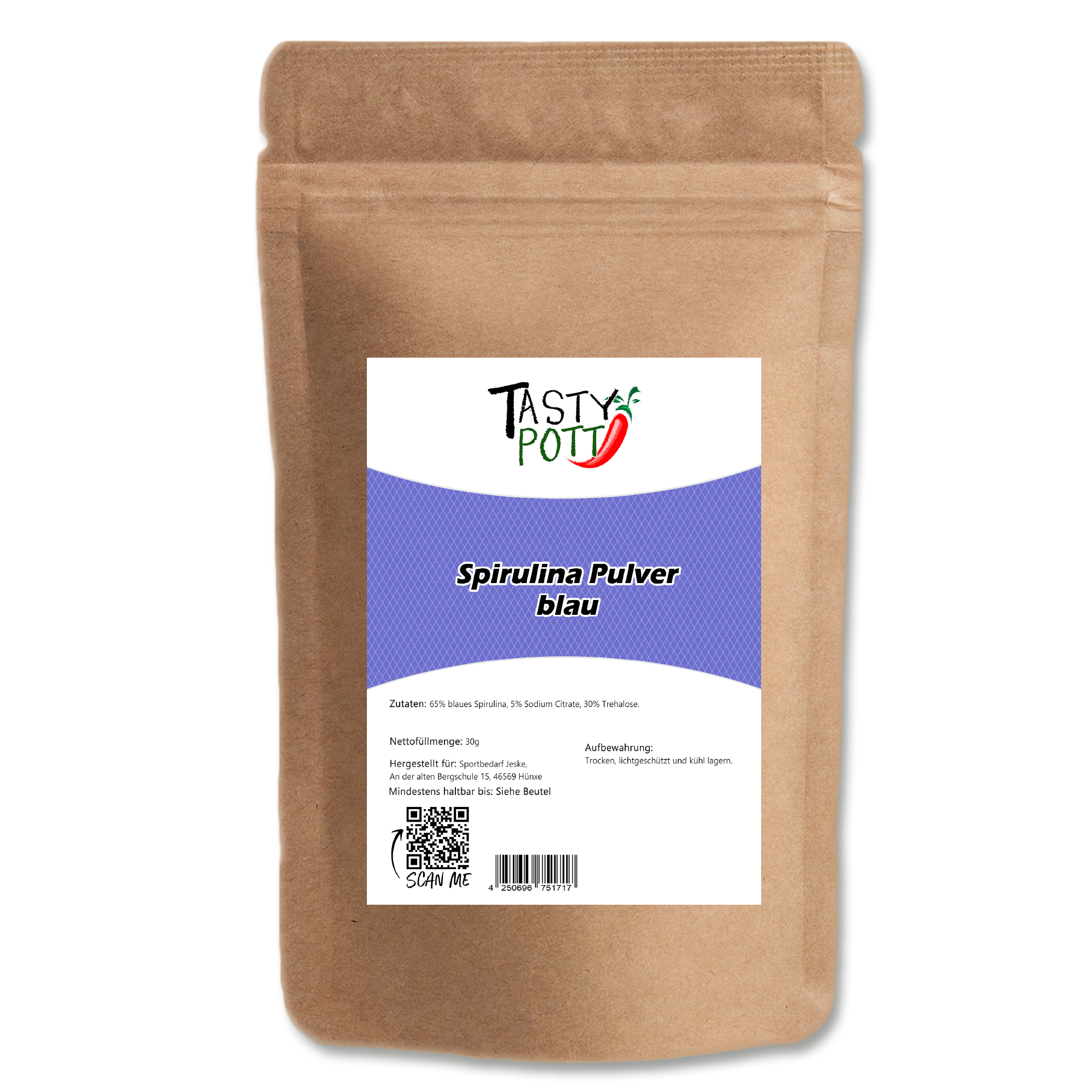 Blue Spirulina Pulver - 30g Beutel - Blaues Spirulina von Tasty Pott Blue Spirulina Pulver - 30g Beutel - Blaues Spirulina von Tasty Pott