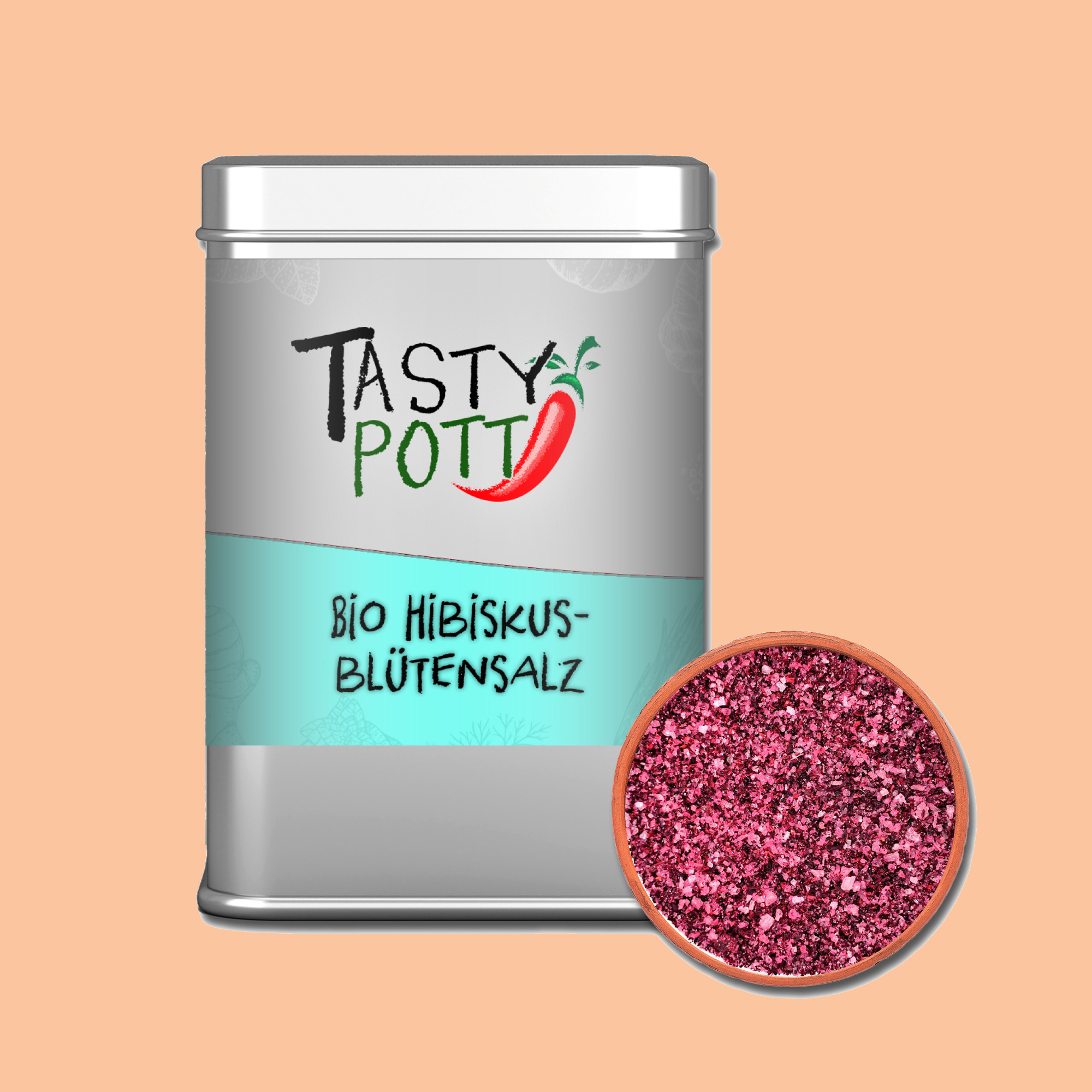 Hibiskusblütensalz - Bio Blütensalz Blüten Salz - 100g Dose Tasty Pott   Hibiskusblütensalz - Bio Blütensalz Blüten Salz - 100g Dose Tasty Pott