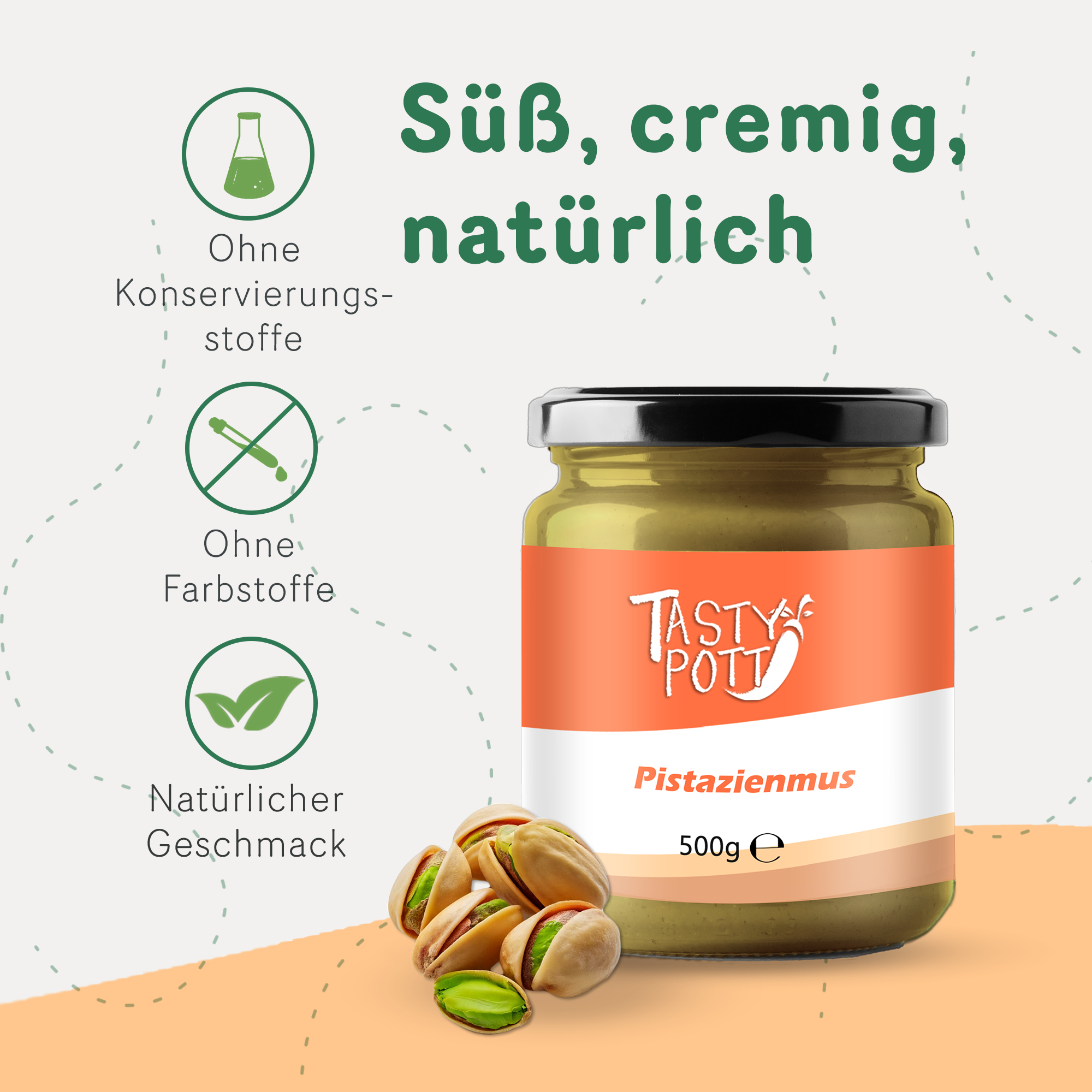Pistazienmus - Nussmus | 500 g Glas Tasty Pott 