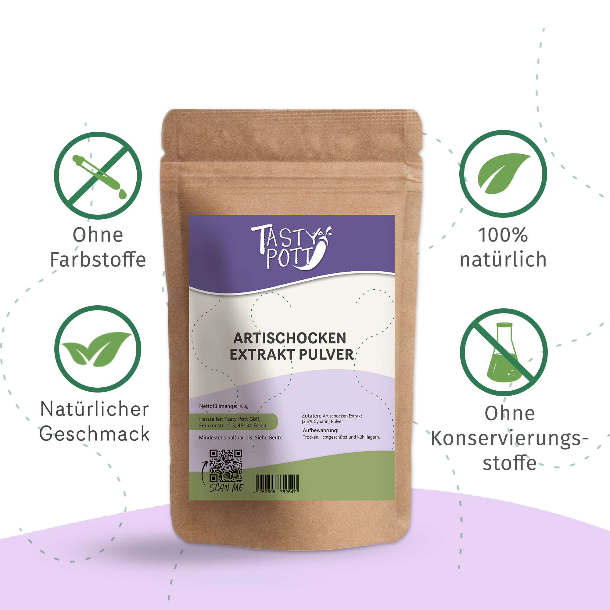 Tasty Pott Artischocken Extrakt Pulver - 2,5% Cynarin 0,1 Kg