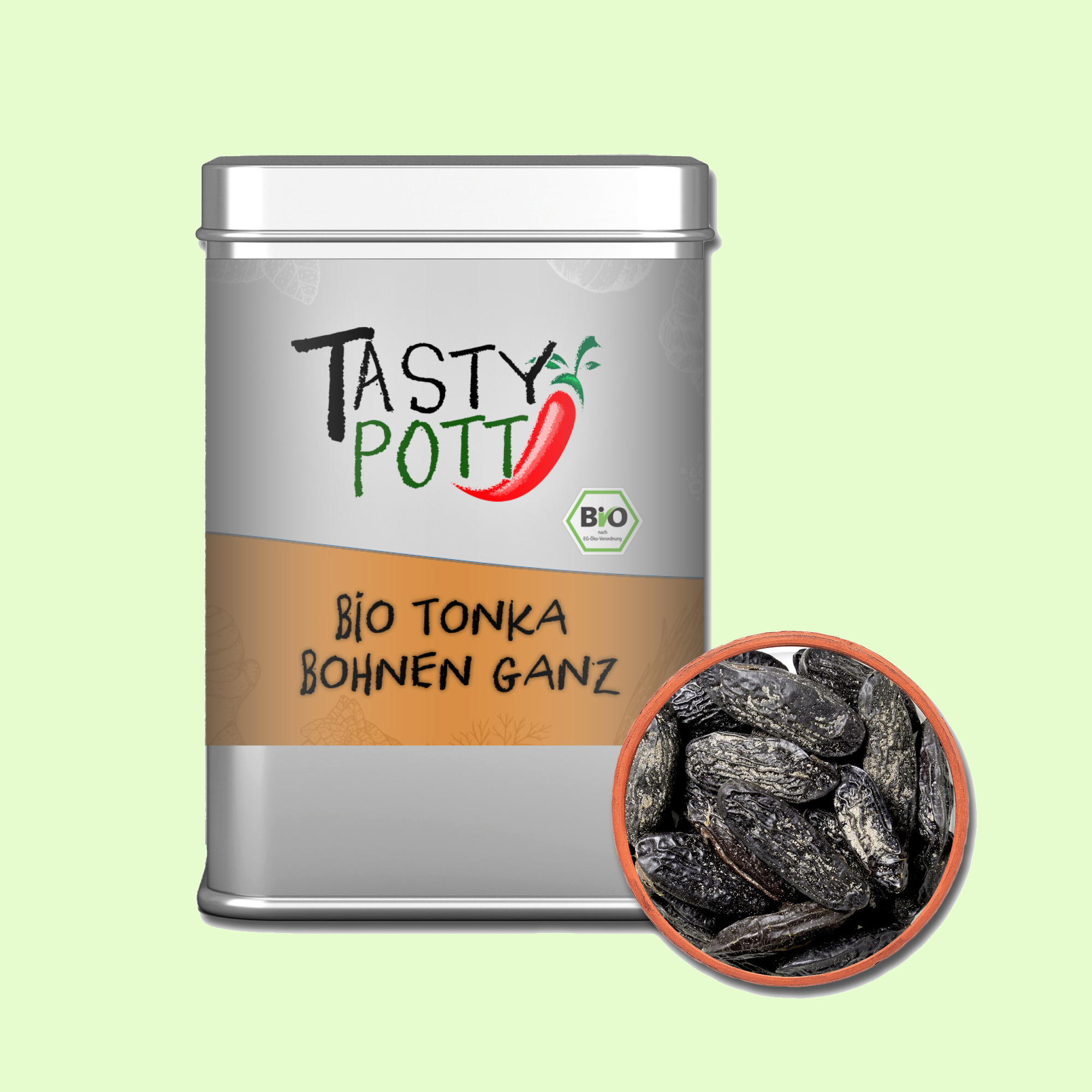 Tonkabohnen Bio ganz – 70g Gewürzdose | Tasty Pott Ganze Bio Tonkabohnen in 70g Dose