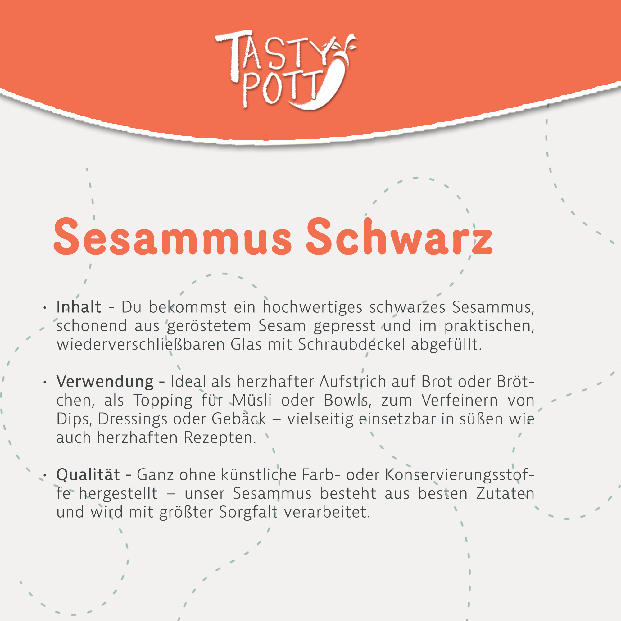Sesammus schwarz - schwarzes Sesammus Tahin | 500 g Glas Tasty Pott  