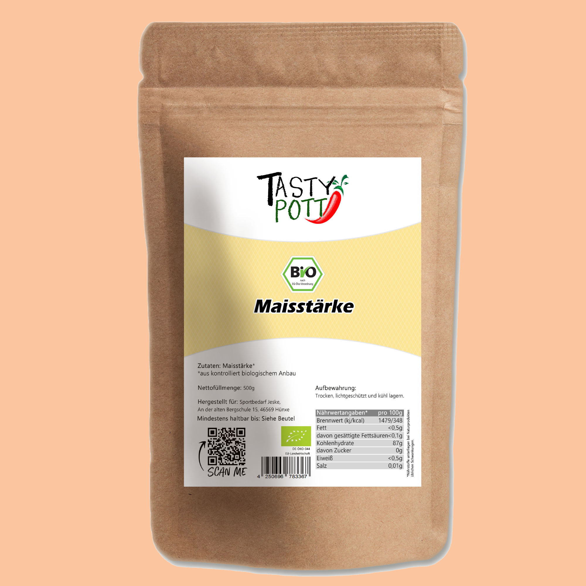 Bio Maisstärke – Stärke zum Binden & Backen – 500g Feine Bio-Maisstärke im Vorratsbeutel